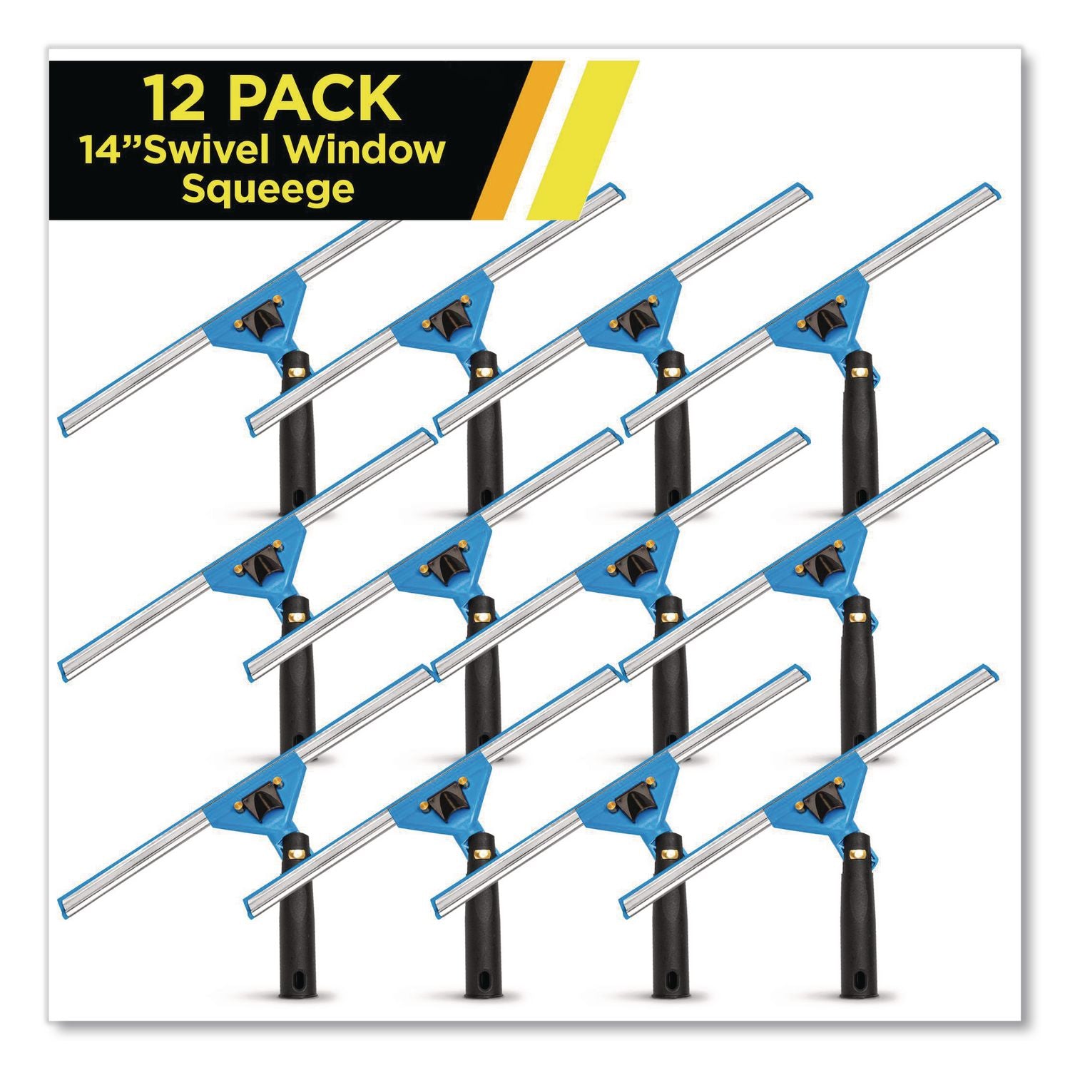 Swivel Window Squeegee With Quick Release, 14" Wide Blade, 12/Carton