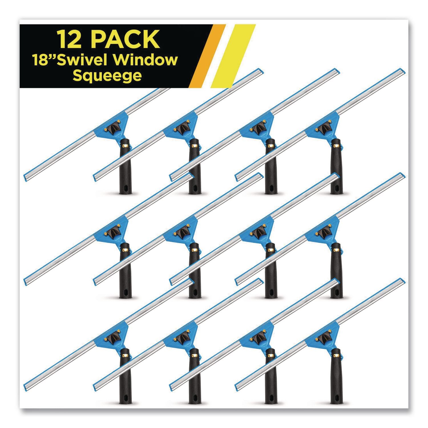 Swivel Window Squeegee With Quick Release, 18" Wide Blade, 12/Carton