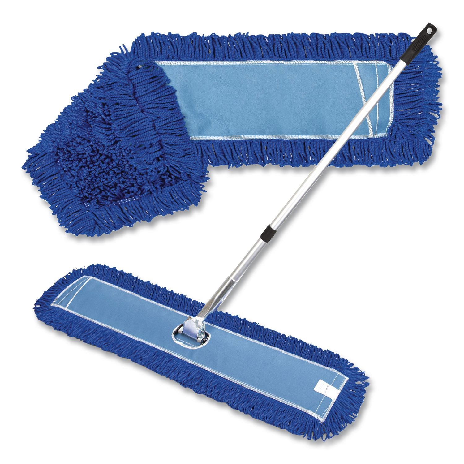 All-In-One Microfiber Dust Mop Set With Telescopic Handle, 48 X 5, Blue Microfiber Head, 72" Silver Aluminum Handle, 4/Kit