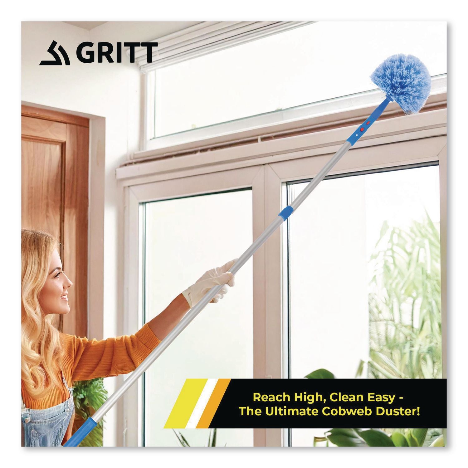 Cobweb/Corner Duster Brush With Telescopic Pole, 3 Ft To 6 Ft Handle
