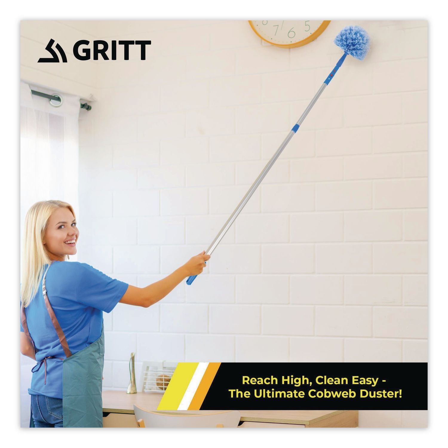 Cobweb/Corner Duster Brush With Telescopic Pole, 3 Ft To 6 Ft Handle