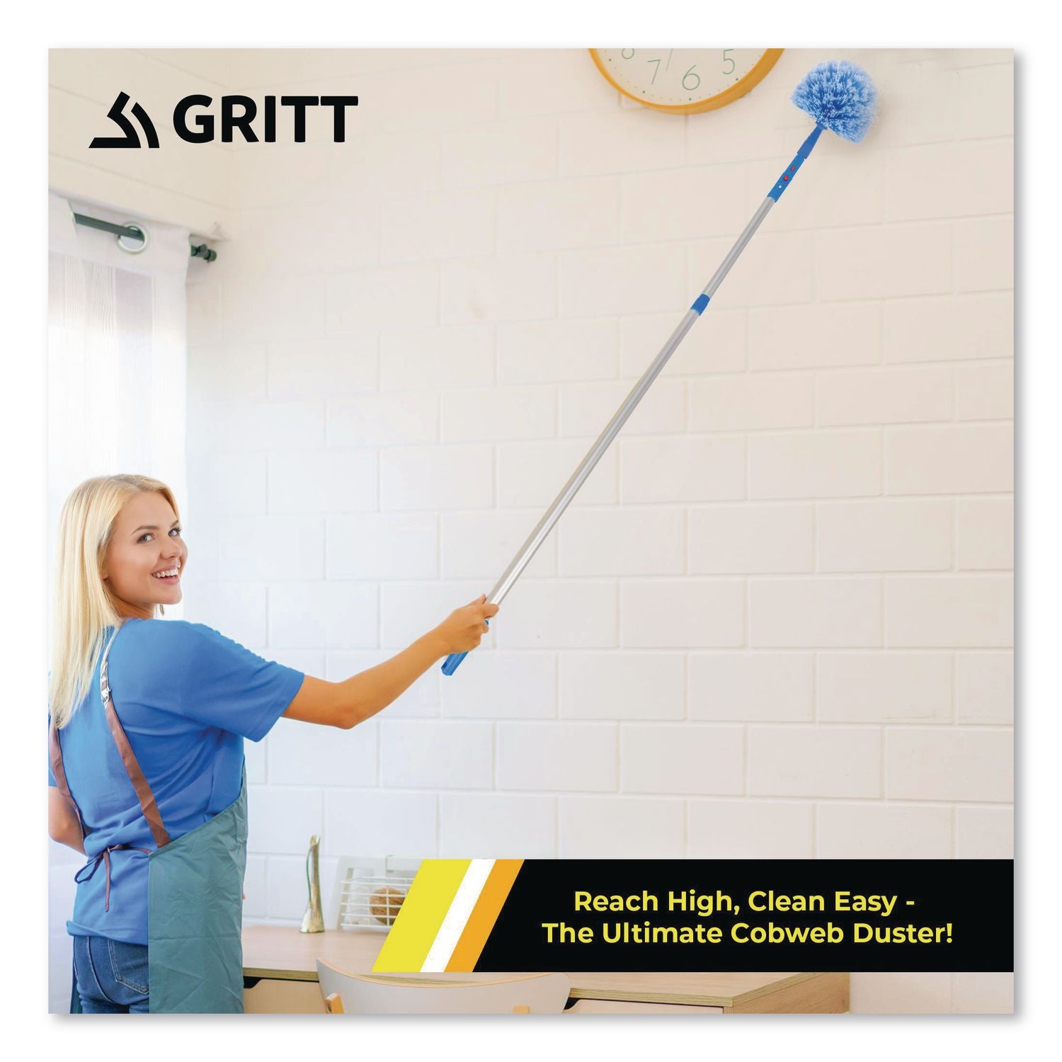 Cobweb/Corner Duster Brush With Telescopic Pole, 3 Ft To 6 Ft Handle, 3/Kit