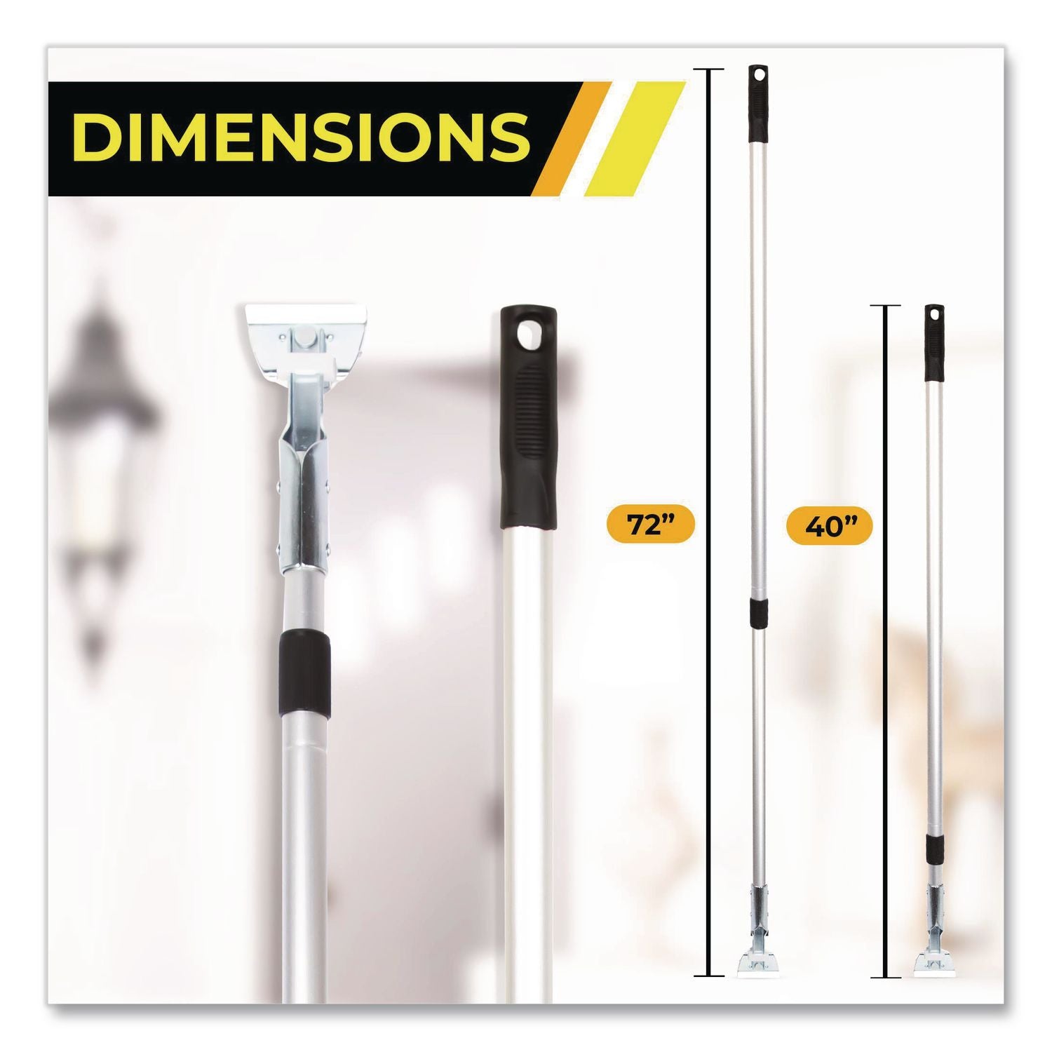 72" Aluminum Telescopic Dust Mop Handle, 1" Dia X 42" To 72", Silver