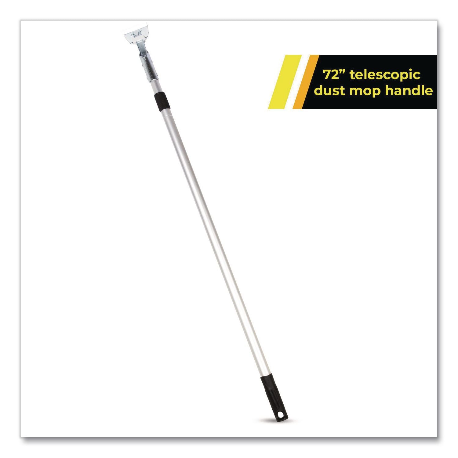72" Aluminum Telescopic Dust Mop Handle, 1" Dia X 42" To 72", Silver
