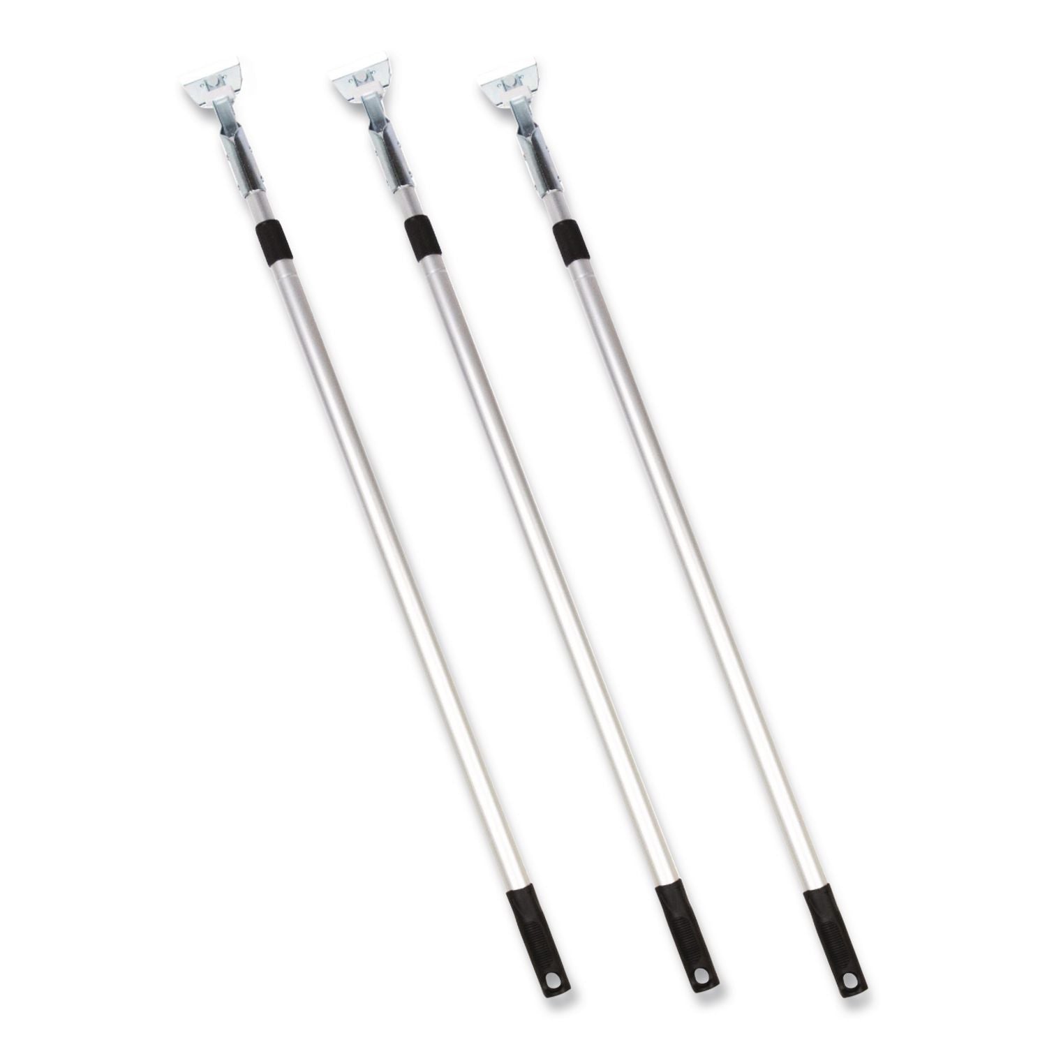 72" Aluminum Telescopic Dust Mop Handle, 1" Dia X 42" To 72", Silver, 3/Pack