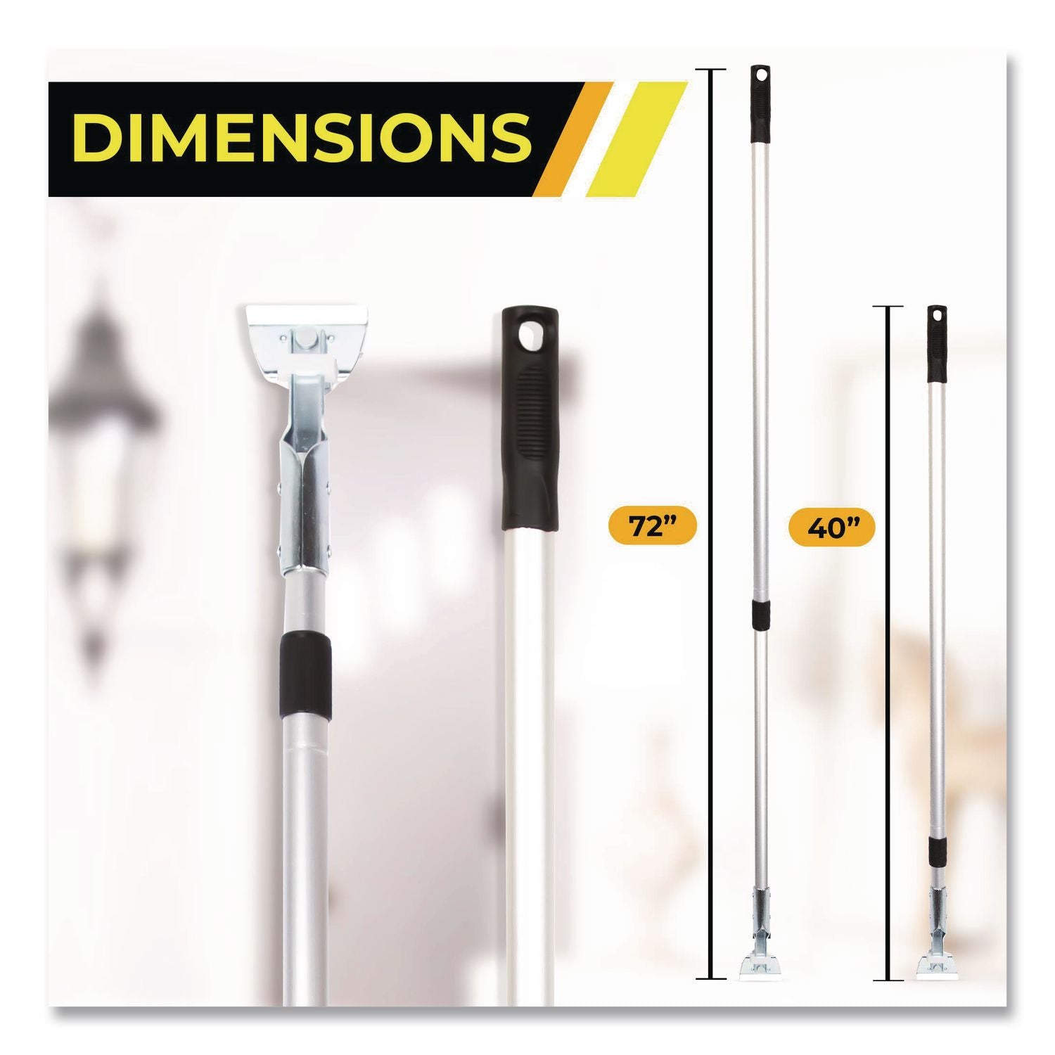 72" Aluminum Telescopic Dust Mop Handle, 1" Dia X 42" To 72", Silver, 6/Pack