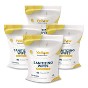 Yellow Essentials Sanitizing Wipes, 5 X 8, Unscented, White, 2, 000/Refill Bag, 4 Refill Bags/Carton