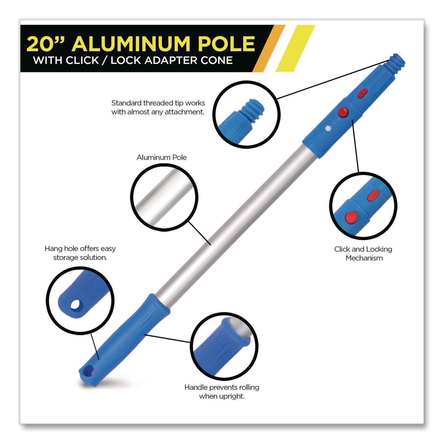 Flexible Wand Duster With Microfiber And Chenille Sleeve And 20" Pole, 2/Kit