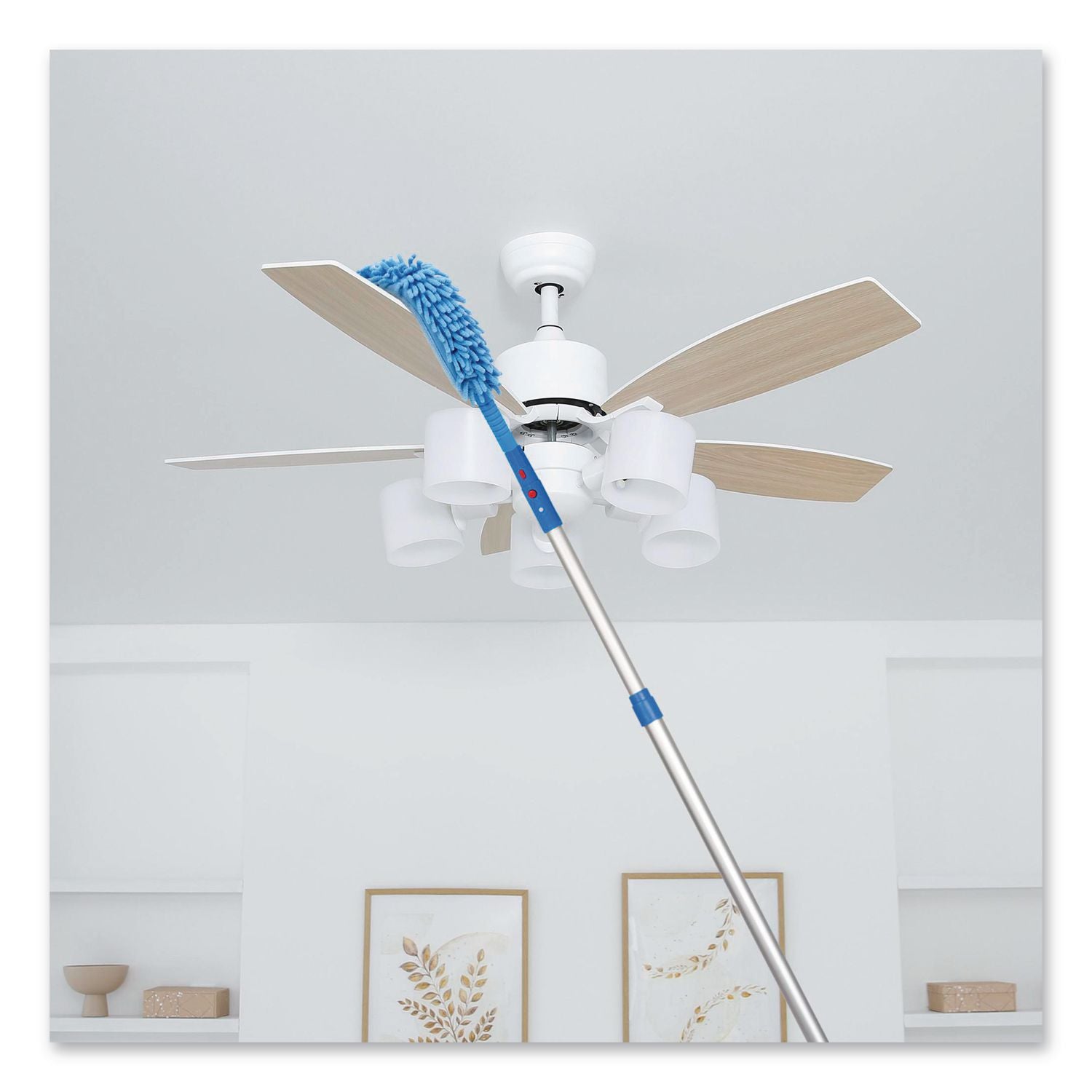 Flexible Wand Duster With Microfiber And Chenille Sleeve And 6 Ft Telescopic Pole