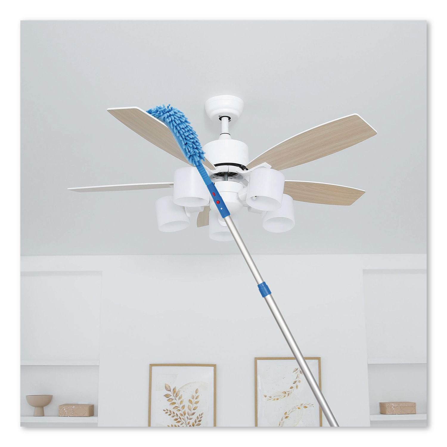 Flexible Wand Duster With Microfiber And Chenille Sleeve And 6 Ft Telescopic Pole, 3/Kit