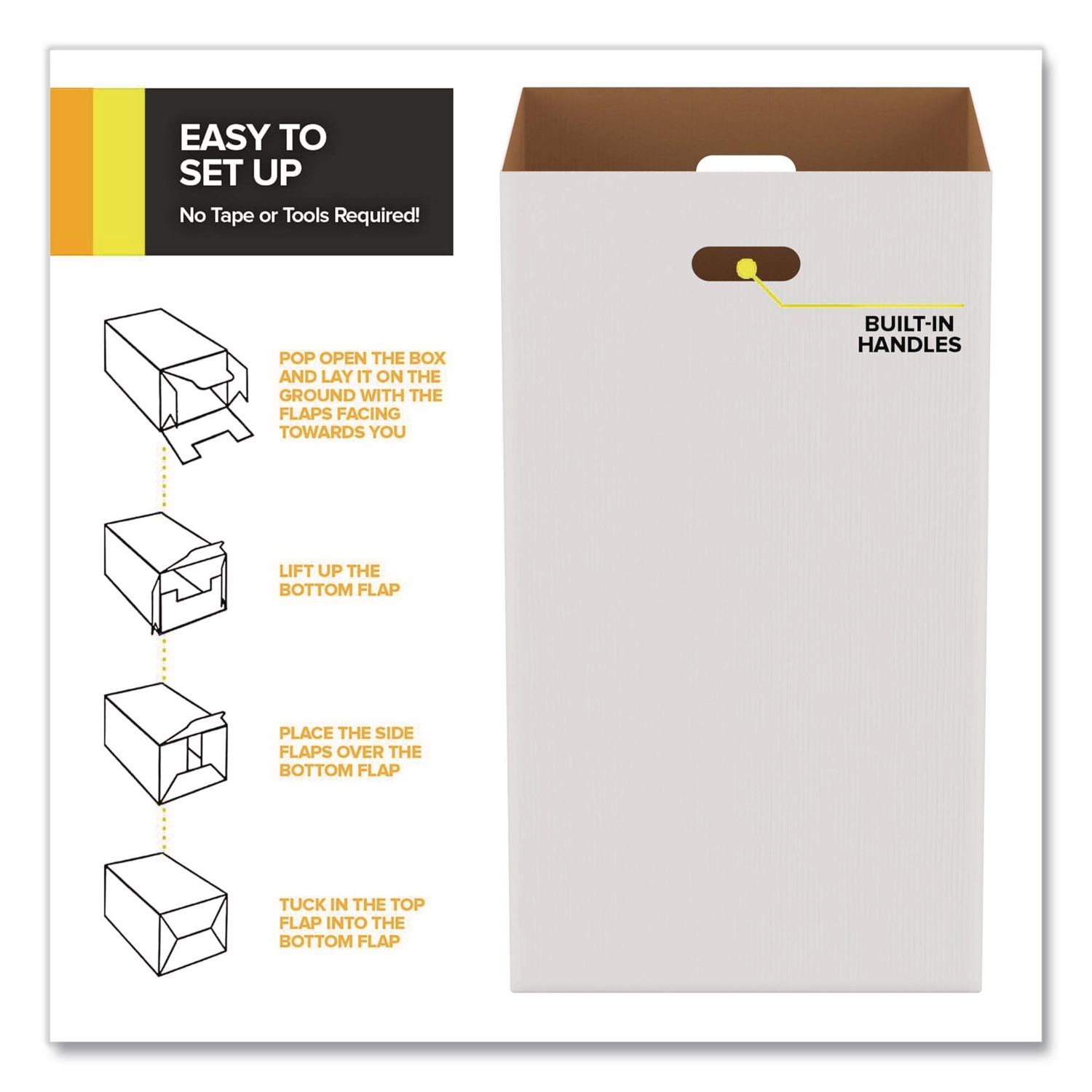 30 Gallon Corrugated Cardboard Trash Can And Recycling Container, White, 4/Carton