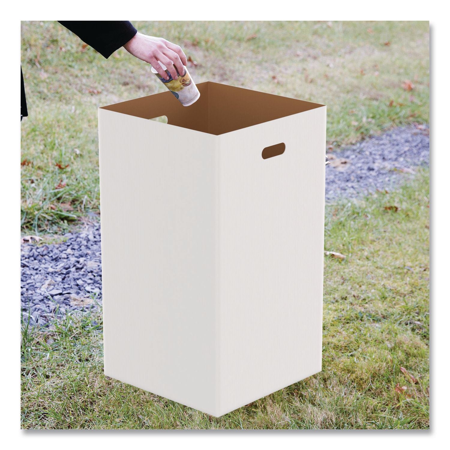40 Gallon Corrugated Cardboard Trash Can And Recycling Container, White, 10/Carton