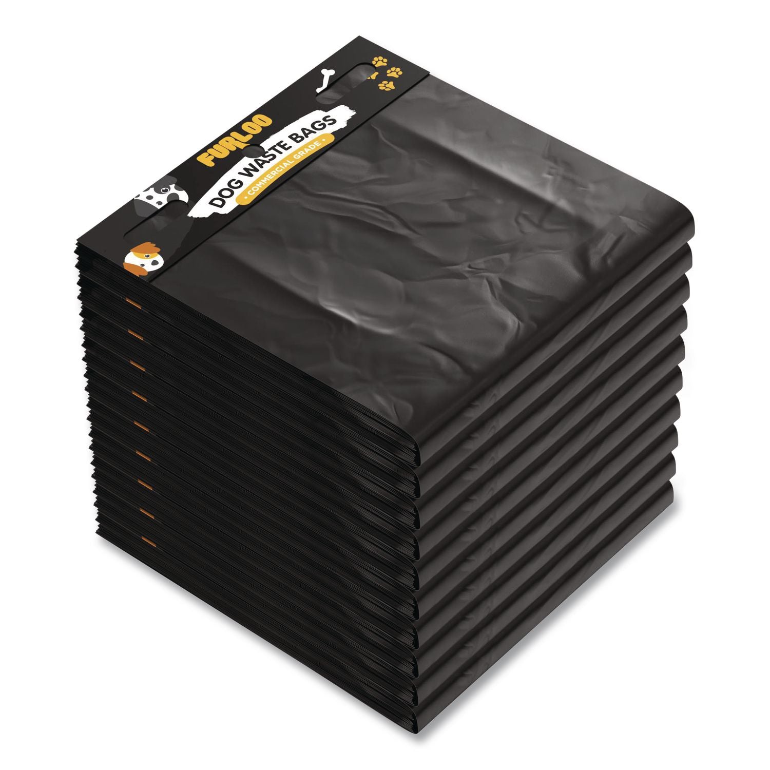 Pet Waste Station Header Heavy-Duty Leak-Resistant Dog Waste Refill Bags, Open-Face, 8.5" X 13.4", Black, 1000 Bags/Carton