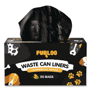 13-Gallon Heavy Duty Dog Waste Station Can Liners, Open-Face, 13 Gal, 26" X 33", Black, 50 Bags