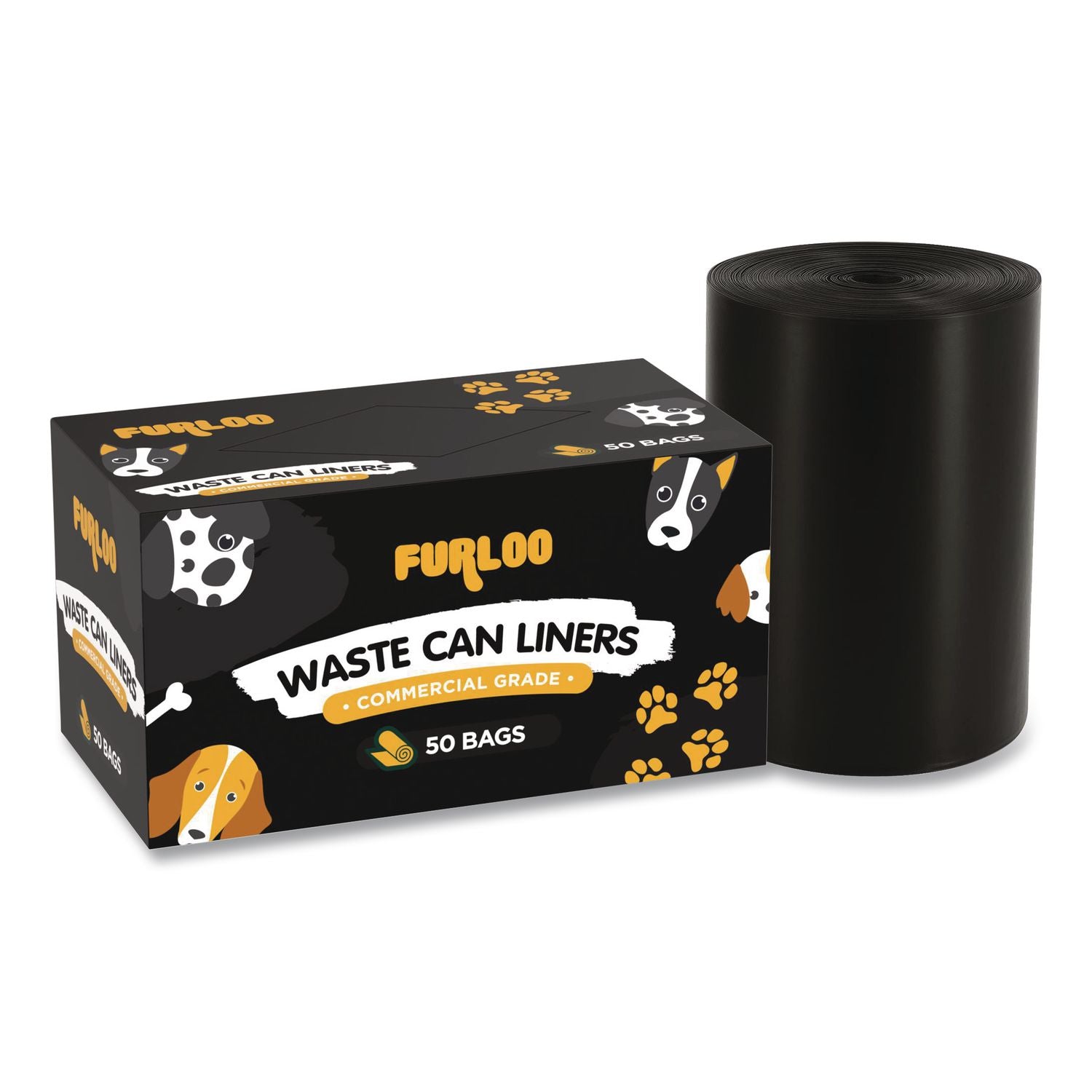 13-Gallon Heavy Duty Dog Waste Station Can Liners, Open-Face, 13 Gal, 26" X 33", Black, 50 Bags