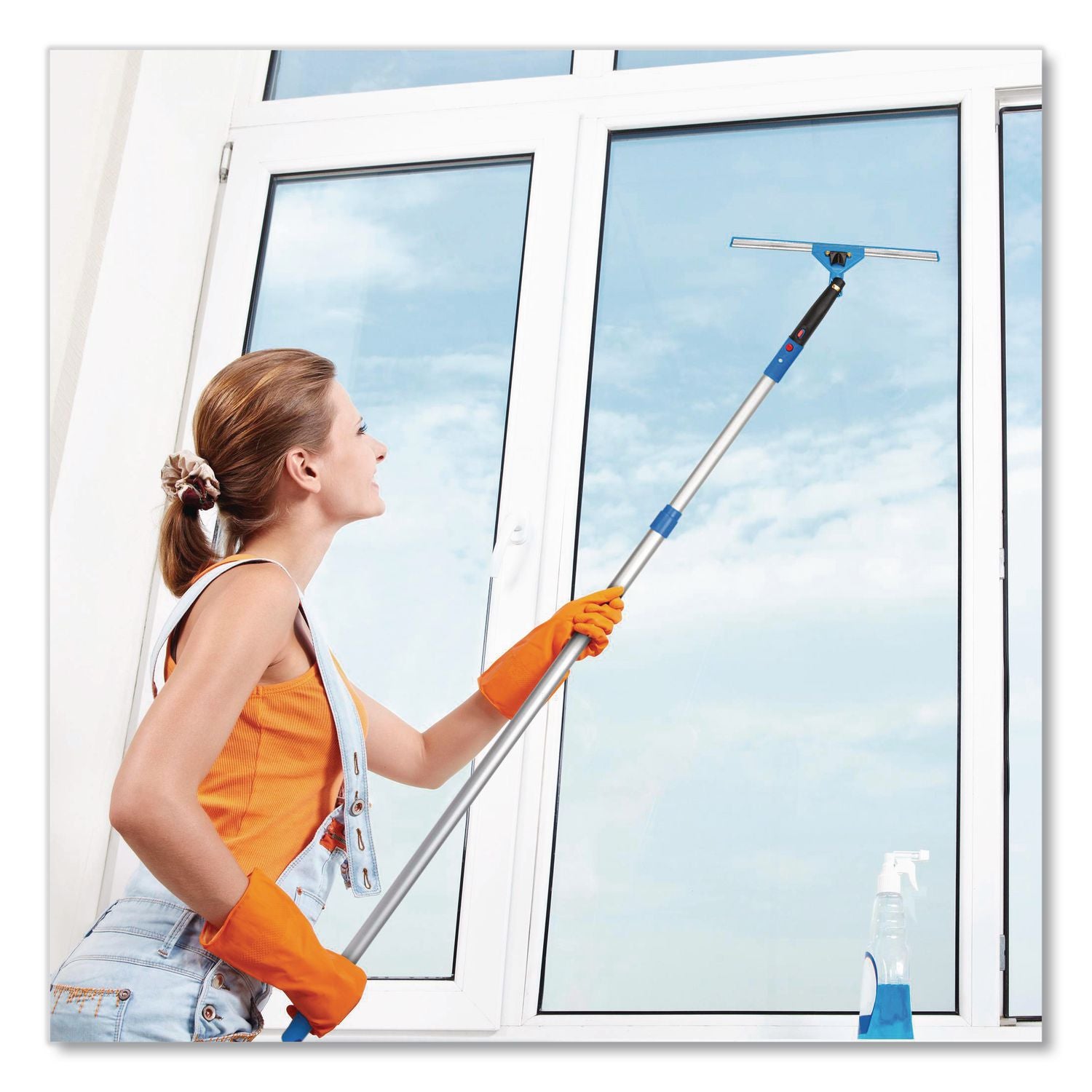 Pro Window Washing Kit With Swivel Squeegee And 6 Ft Telescopic Pole, 14" Wide Blade