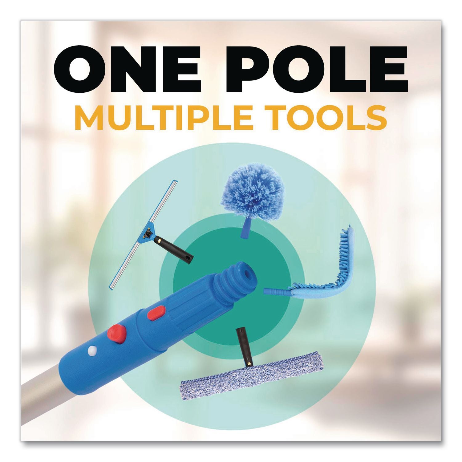 Pro Window Washing Kit With Swivel Squeegee And 6 Ft Telescopic Pole, 14" Wide Blade