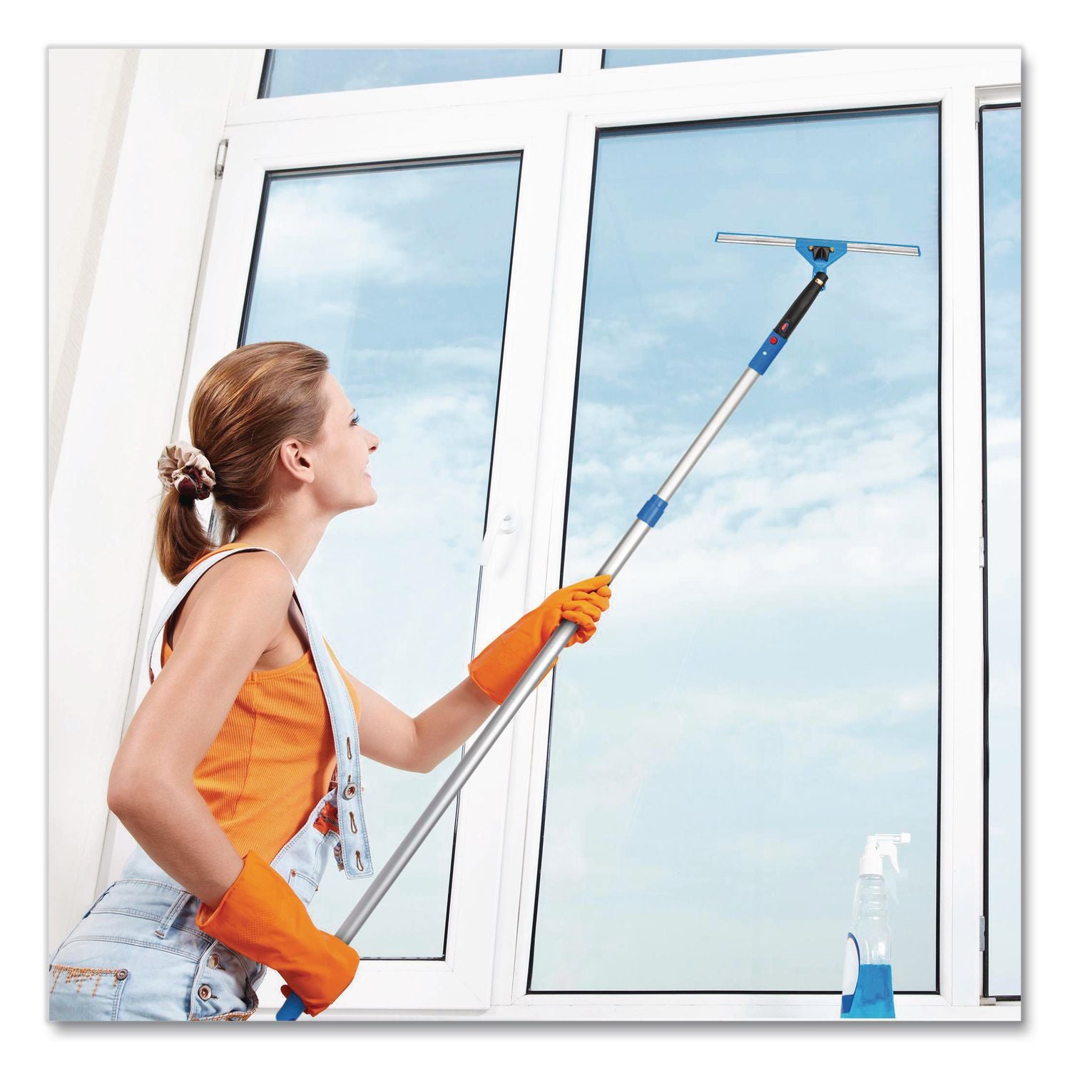 Pro Window Washing Kit With Swivel Squeegee And 6 Ft Telescopic Pole, 14" Wide Blade, 3/Kit