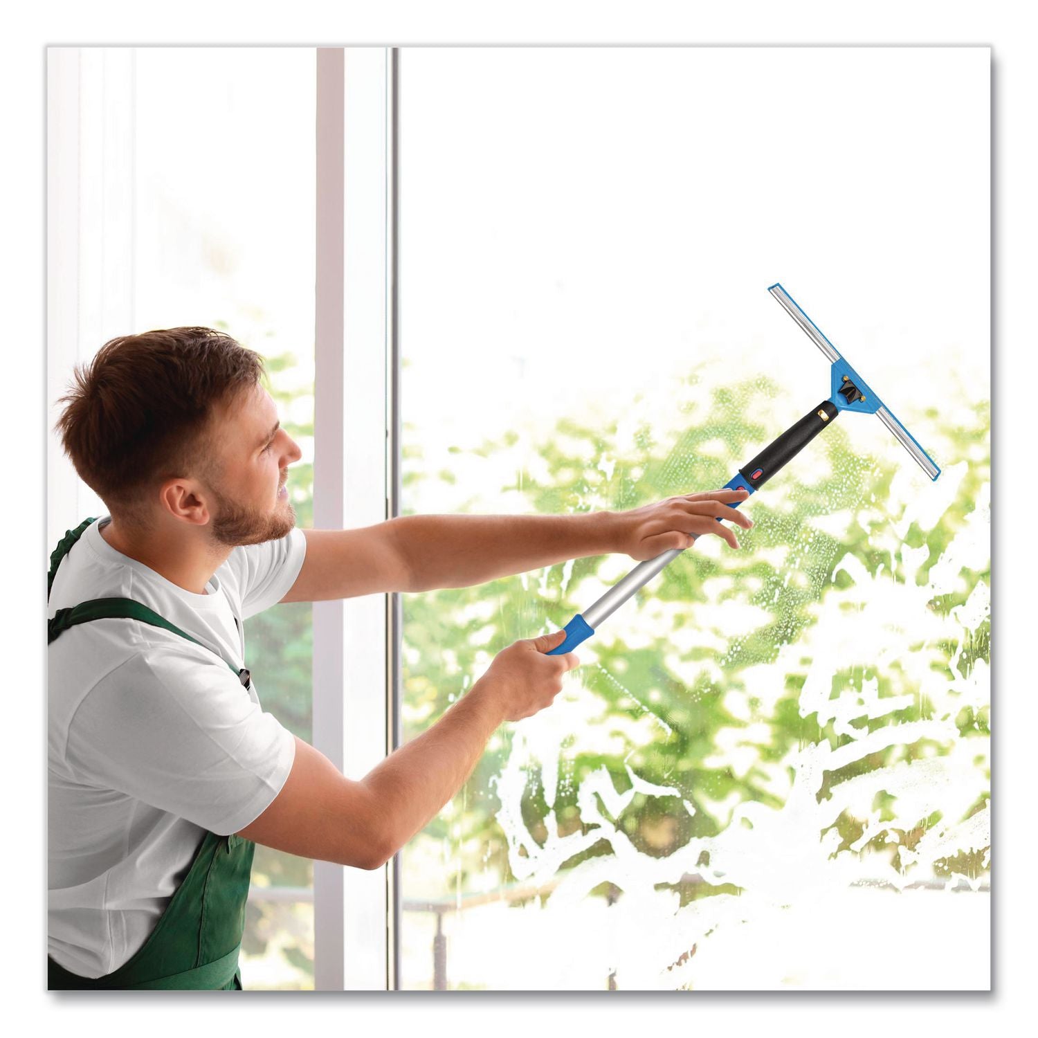 Pro Window Washing Kit With Swivel Window Squeegee And 20" Pole, 14" Wide Blade