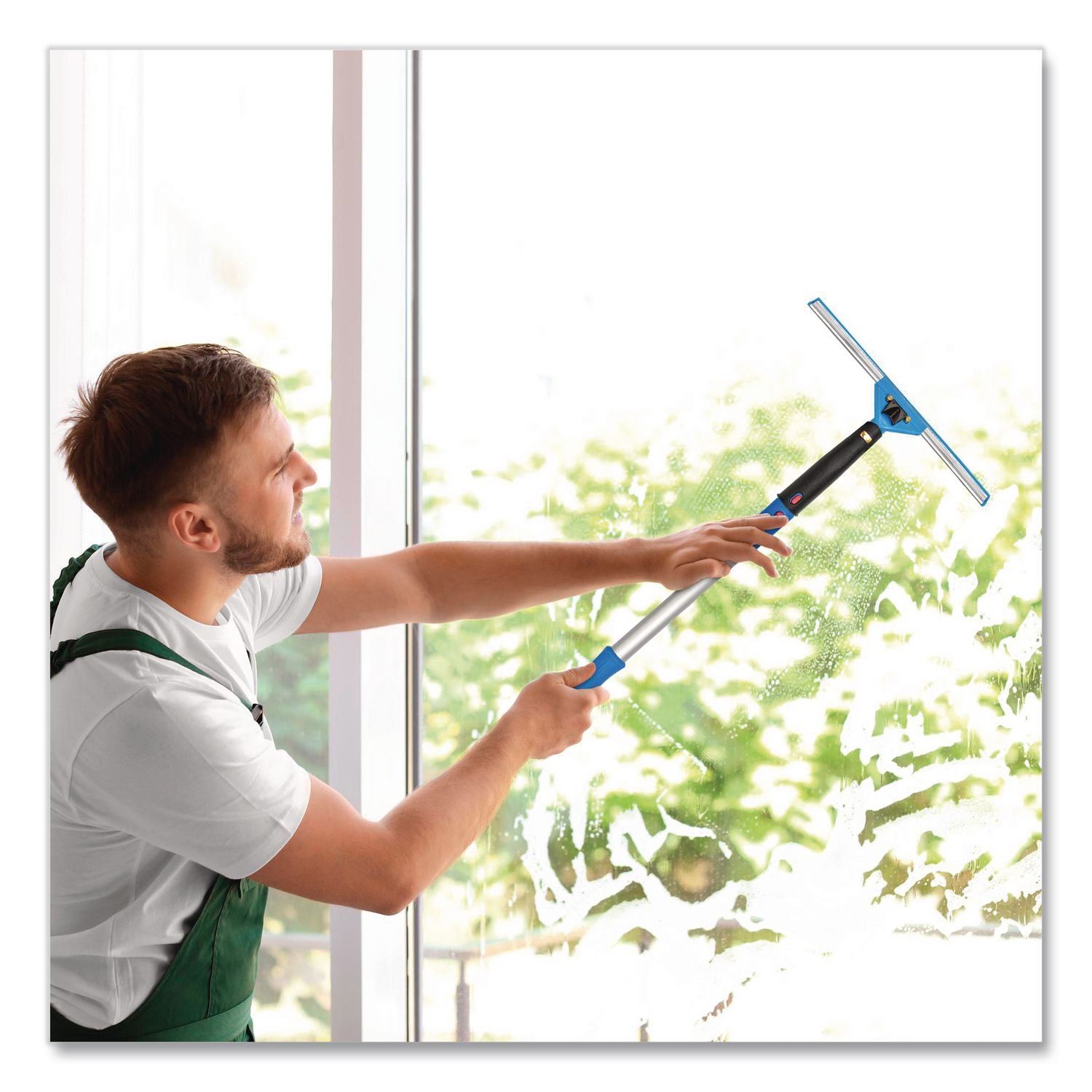 Pro Window Washing Kit With Swivel Window Squeegee And 20" Pole, 14" Wide Blade, 2/Kit