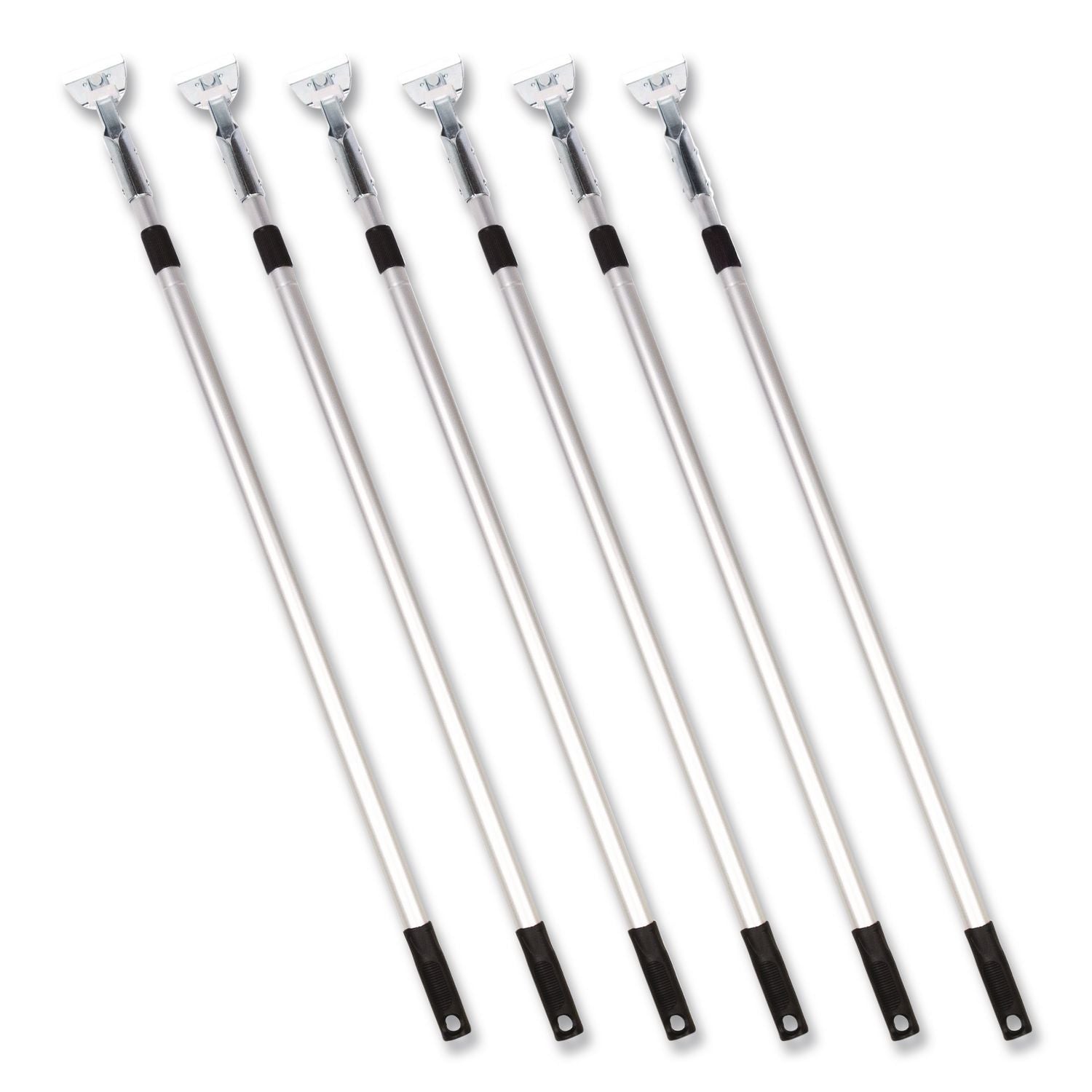 72" Aluminum Telescopic Dust Mop Handle, 1" Dia X 42" To 72", Silver, 6/Pack