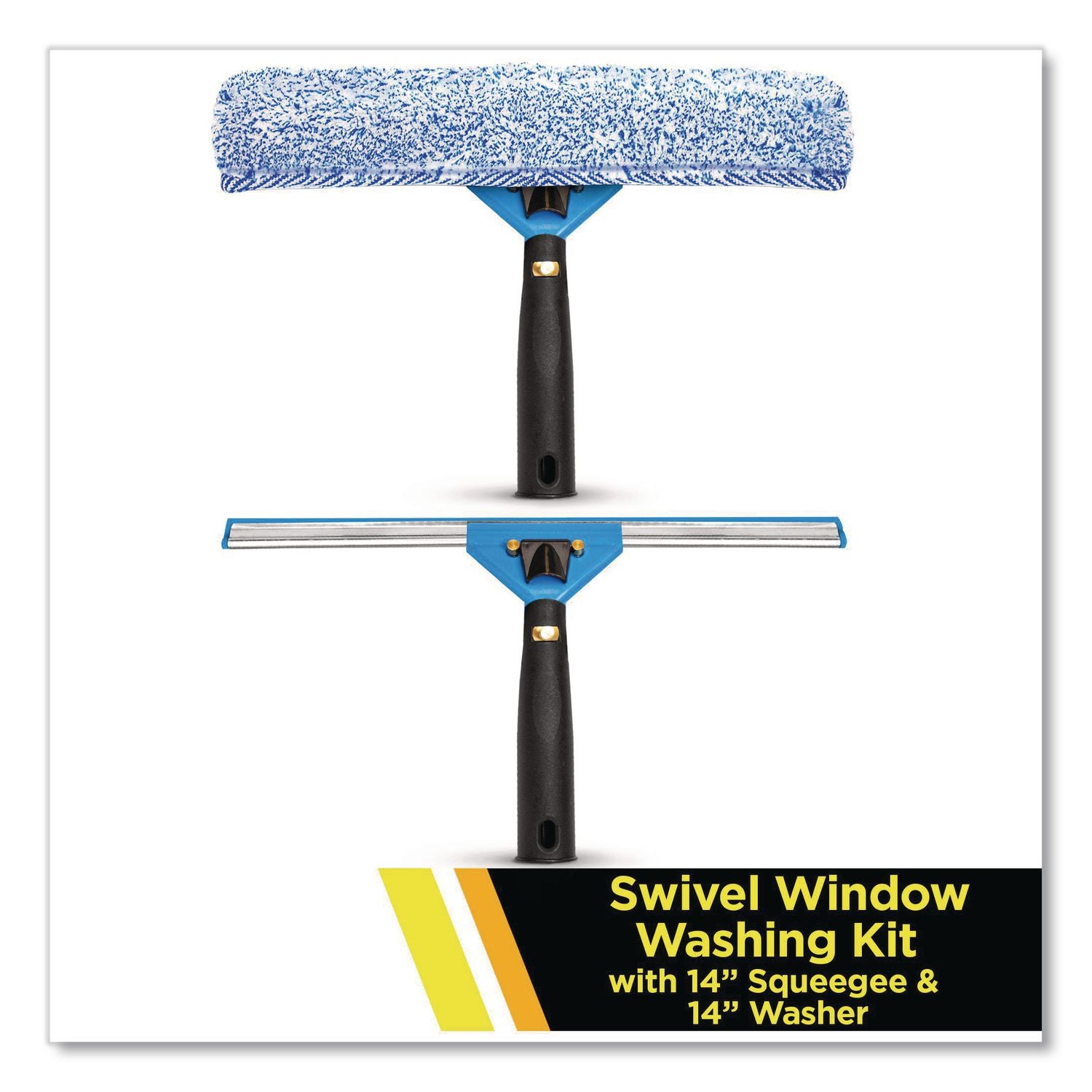 Swivel Window Washing Kit With Squeegee And Washer, 14" Wide, 3/Kit