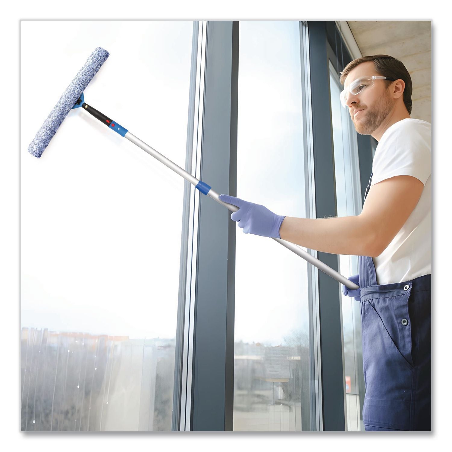 Pro Window Washing Kit With Squeegee, Washer And 6 Ft Telescopic Pole, 18" Wide Blade