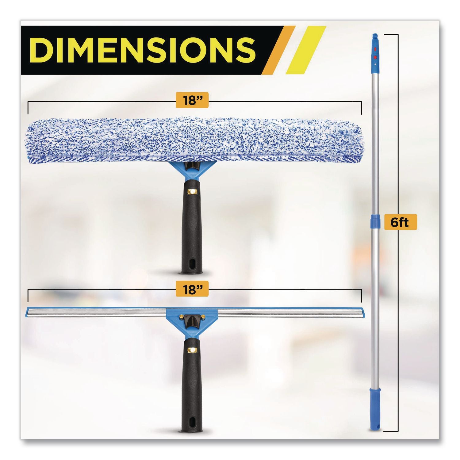 Pro Window Washing Kit With 14" Wide Blade Squeegee, Washer, 6 Ft Telescopic Pole And 3 Gal Heavy-Duty Bucket