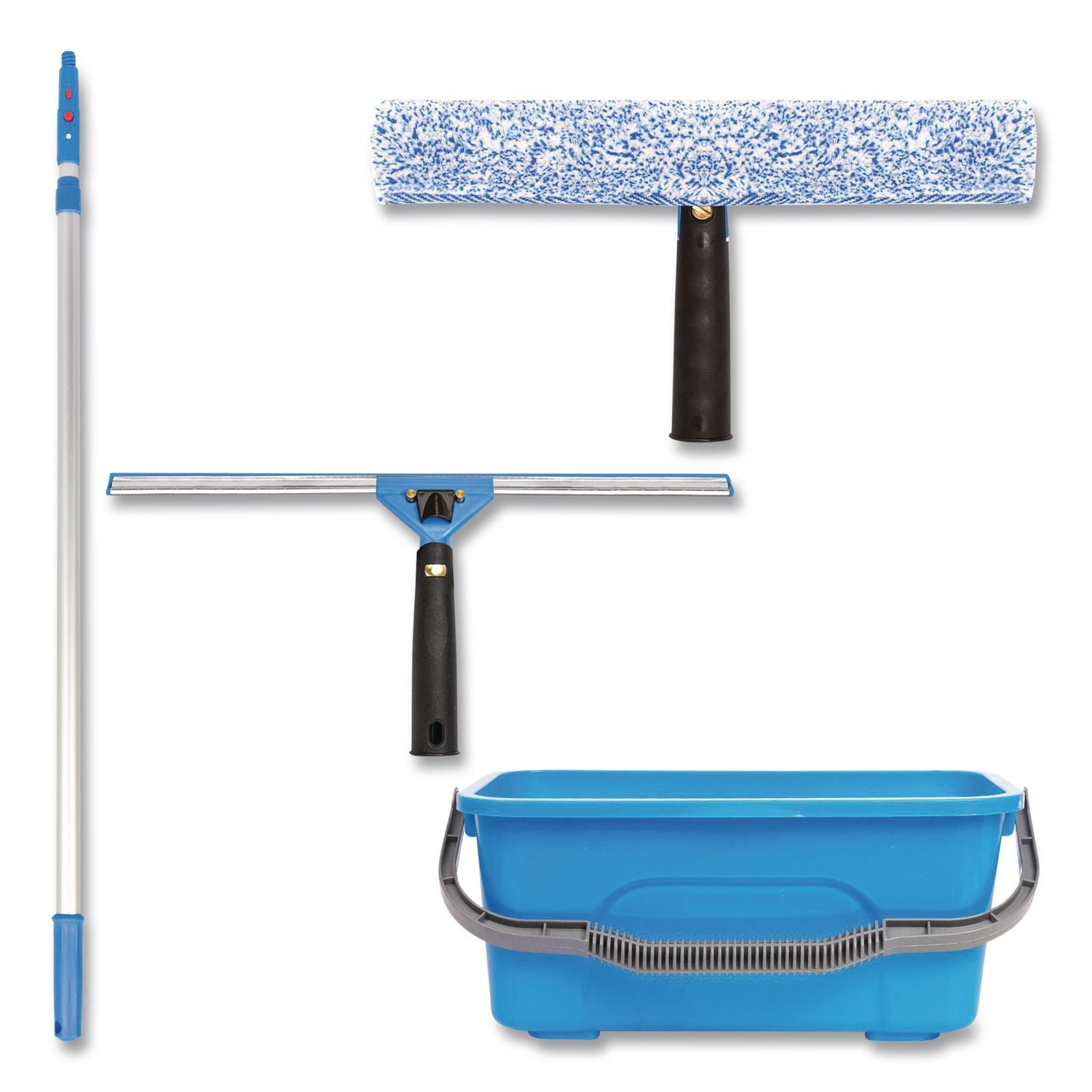 Pro Window Washing Kit With 14" Wide Blade Squeegee, Washer, 6 Ft Telescopic Pole And 3 Gal Heavy-Duty Bucket, 2/Kit