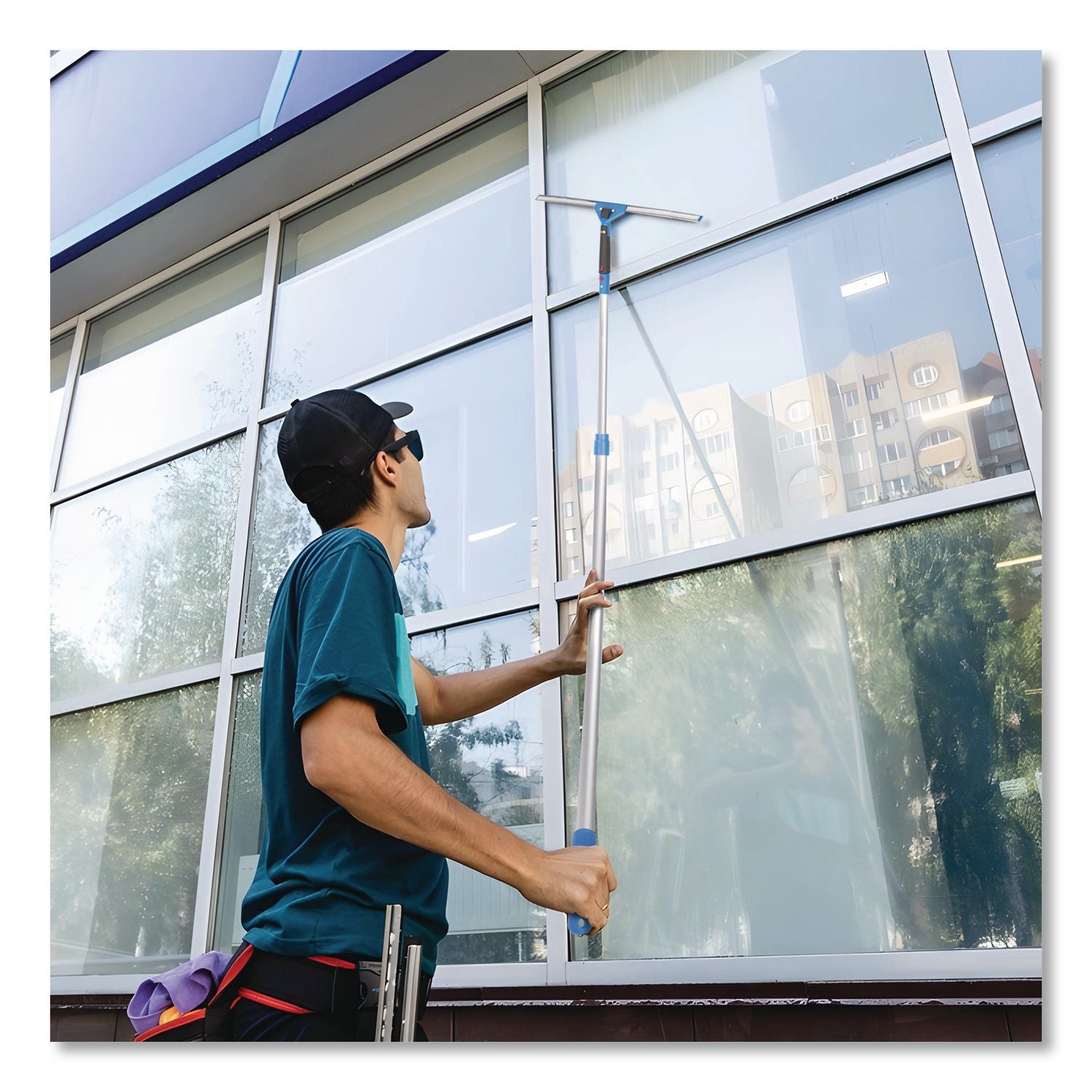 Pro Window Washing Kit With 14" Wide Blade Squeegee, Washer, 6 Ft Telescopic Pole And 3 Gal Heavy-Duty Bucket, 3/Kit