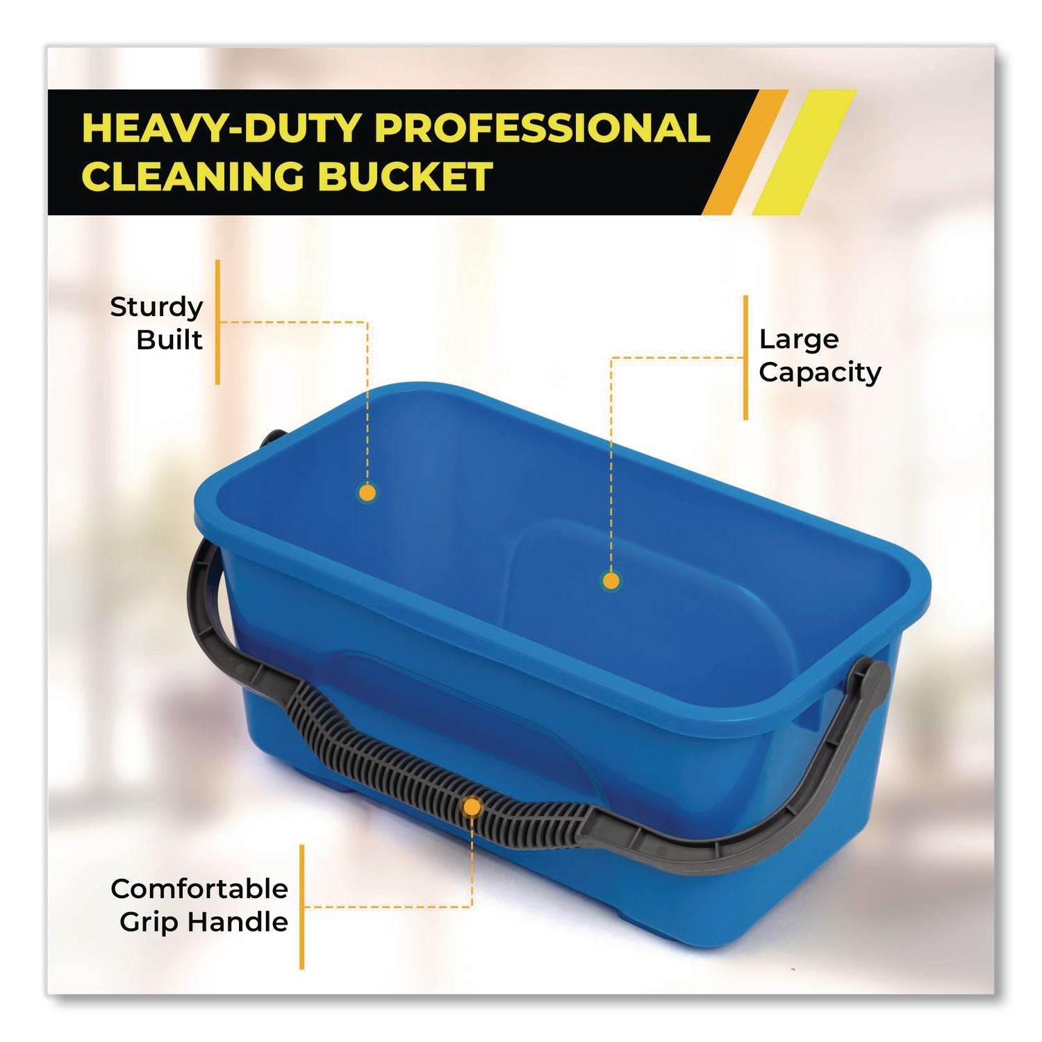 Pro Window Cleaning Kit With 14" Squeegee, 14" Washer, 20" Pole And 3 Gallon Heavy-Duty Bucket, 2/Kit