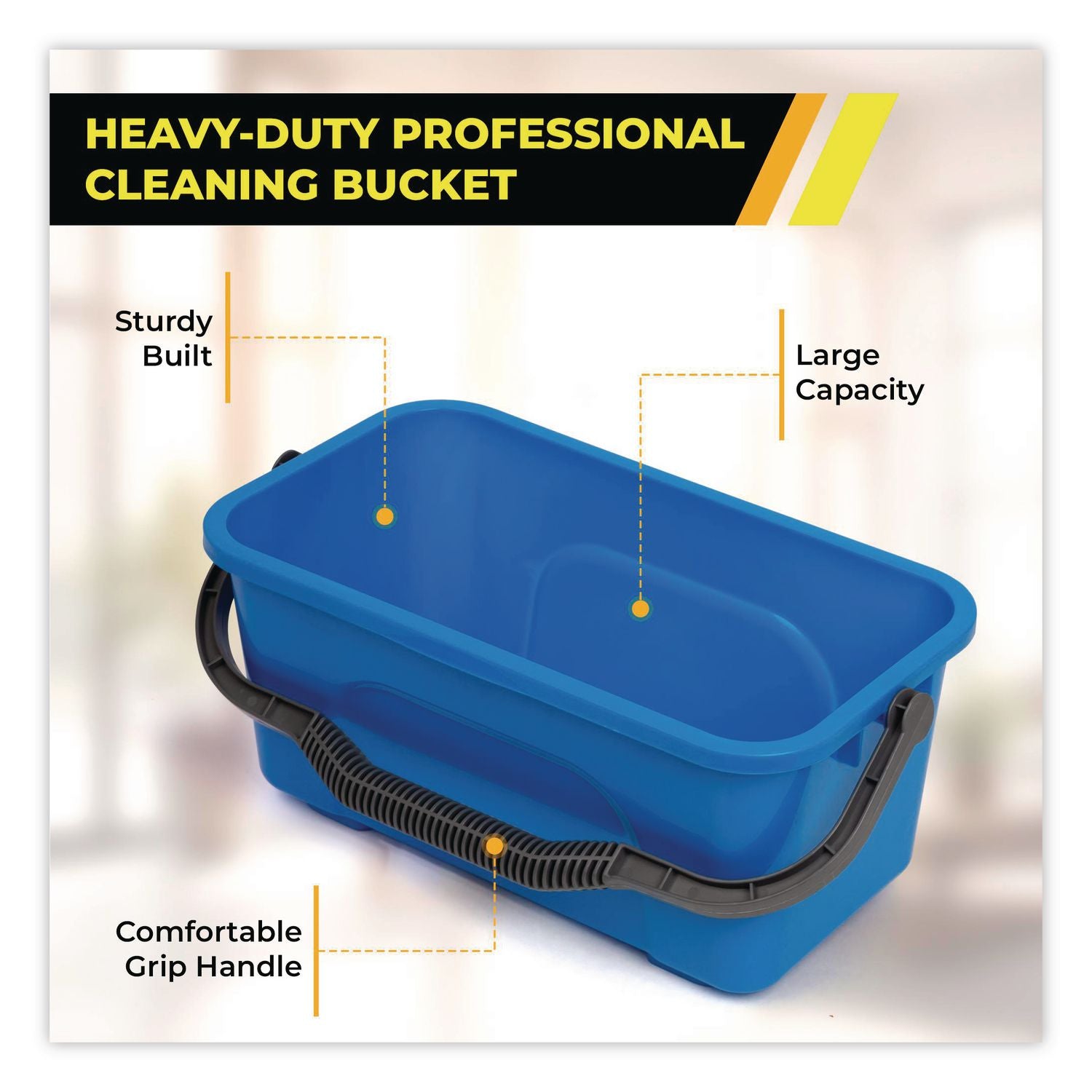 Pro Window Cleaning Kit With 14" Squeegee, 14" Washer, 20" Pole And 3 Gallon Heavy-Duty Bucket, 3/Kit
