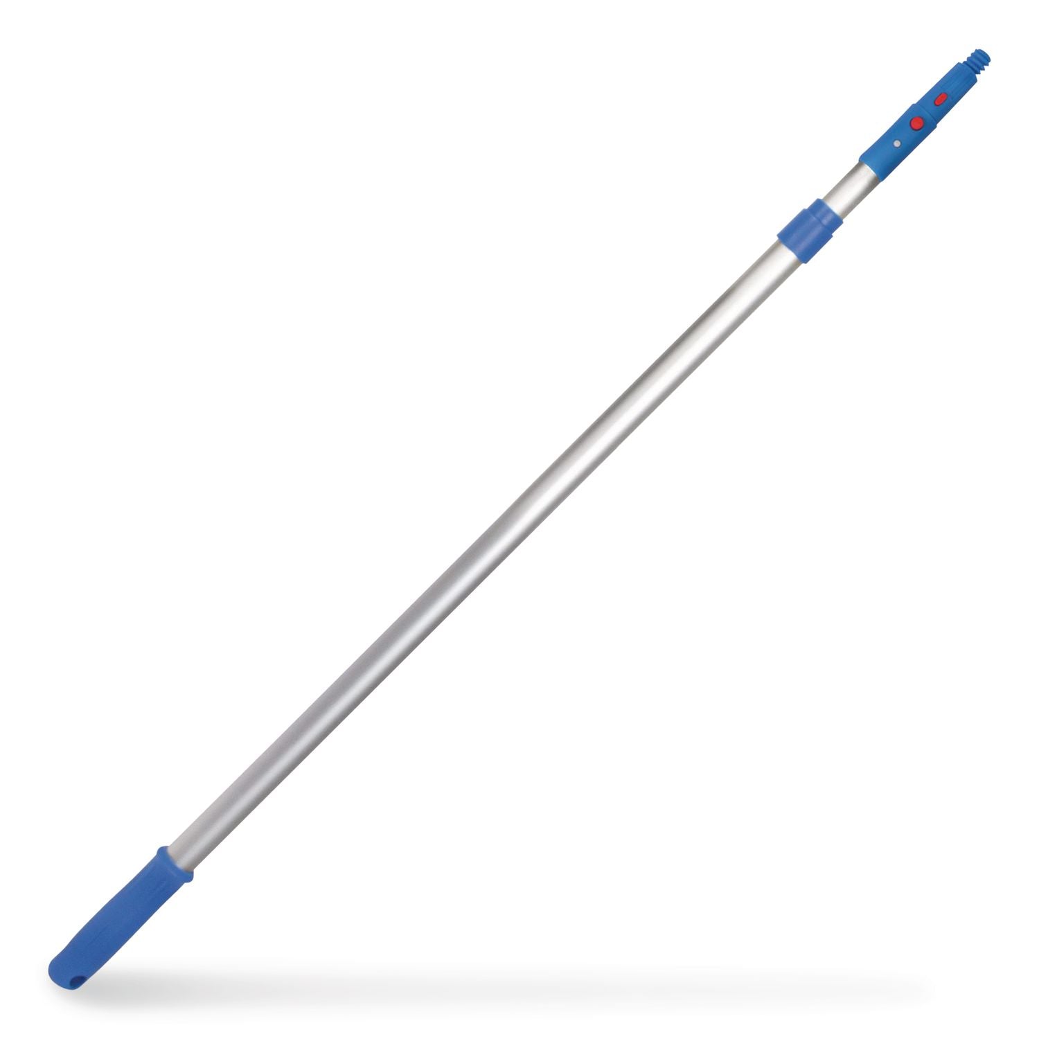 6 Ft Telescopic Aluminum Extension Pole With Click/Lock Adapter Cone, 3.5 Ft To 6 Ft, Blue/Silver