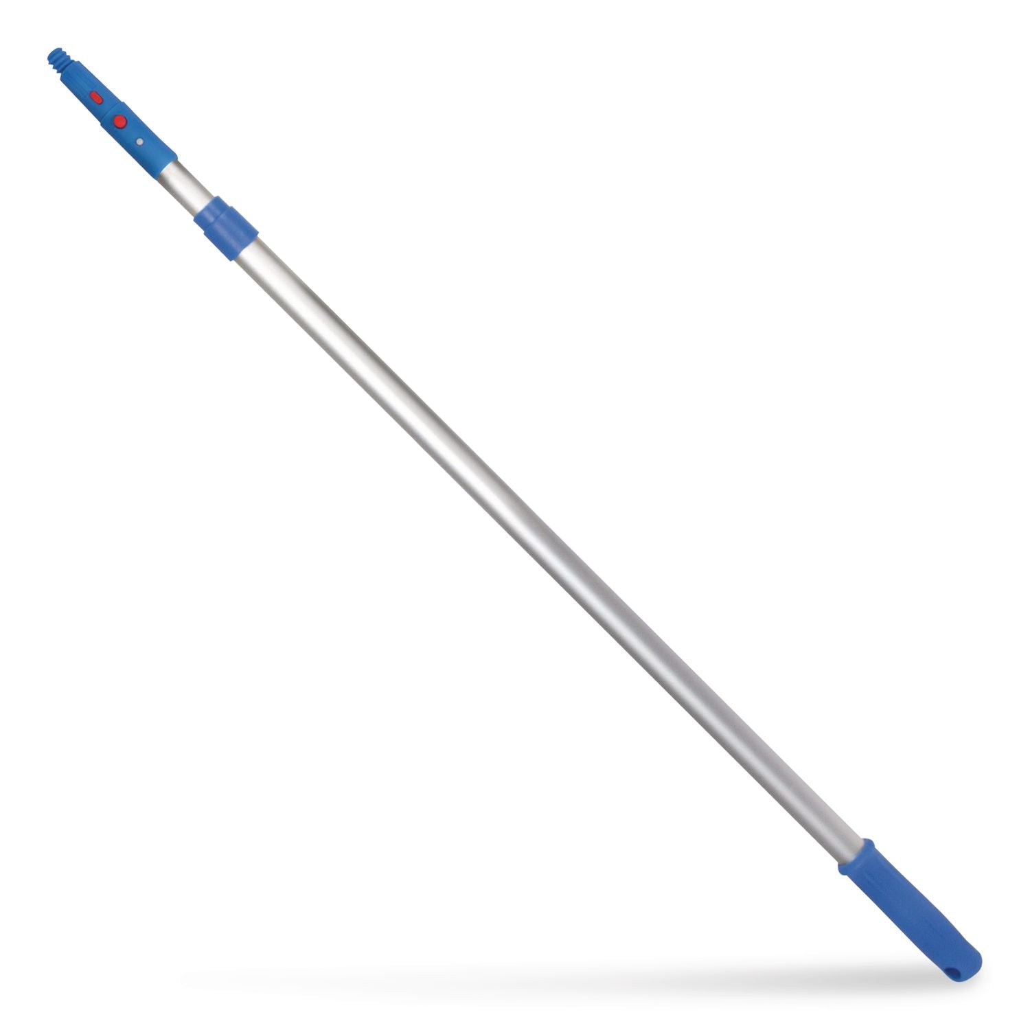 6 Ft Telescopic Aluminum Extension Pole With Click/Lock Adapter Cone, 3.5 Ft To 6 Ft, Blue/Silver