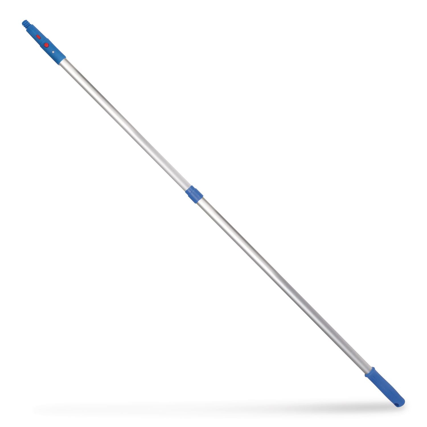 6 Ft Telescopic Aluminum Extension Pole With Click/Lock Adapter Cone, 3.5 Ft To 6 Ft, Blue/Silver