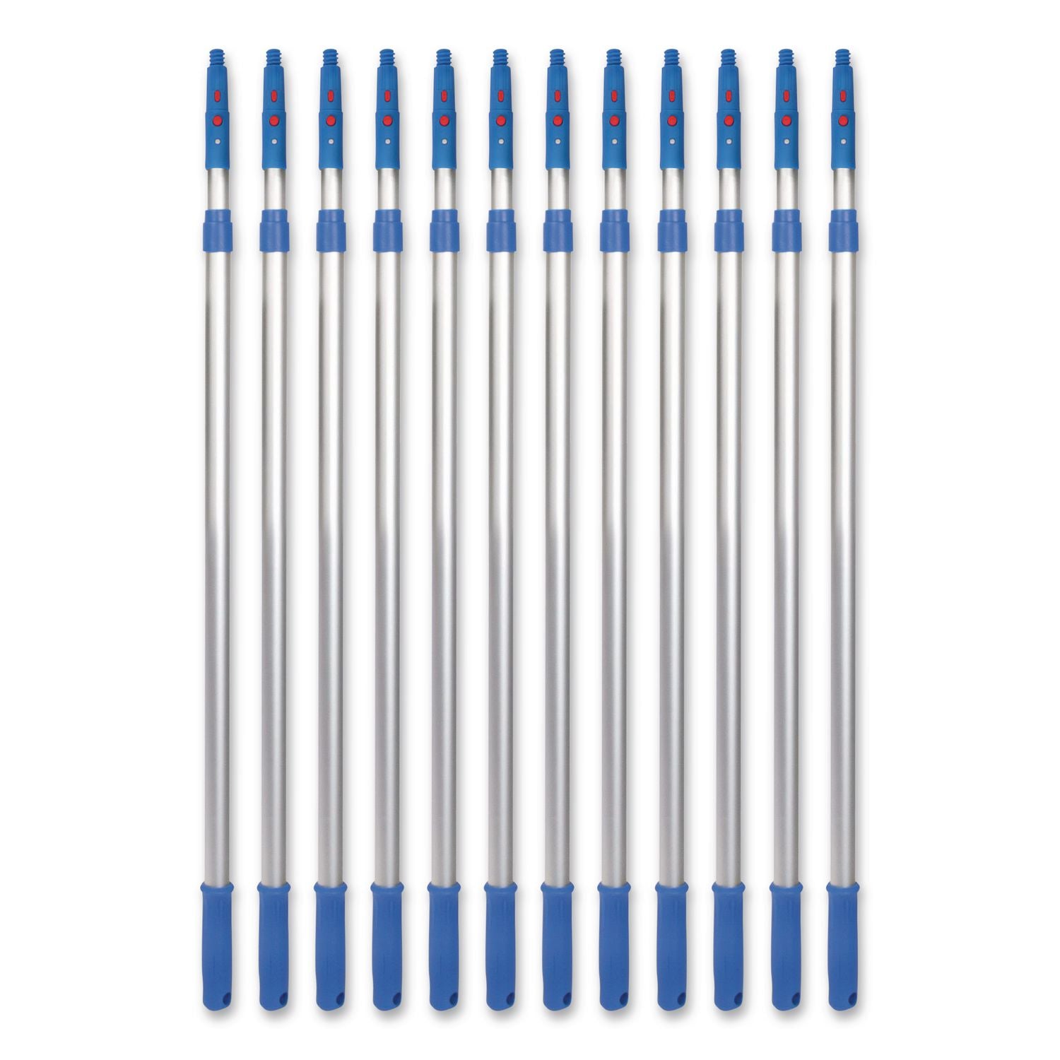 6 Ft Telescopic Aluminum Extension Pole With Click/Lock Adapter Cone, 3.5 Ft To 6 Ft, Blue/Silver, 12/Carton