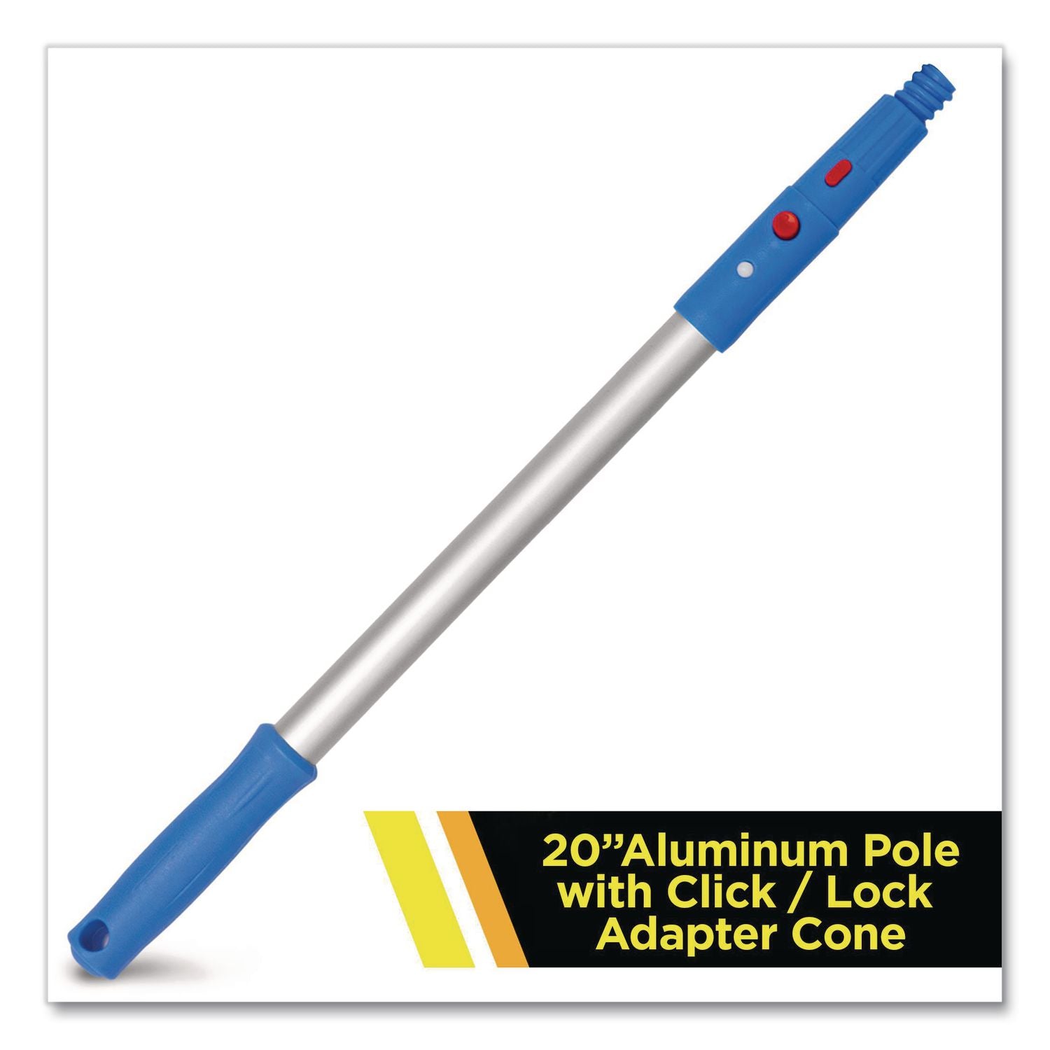 20" Aluminum Pole With Click/Lock Adapter Cone, Blue/Silver