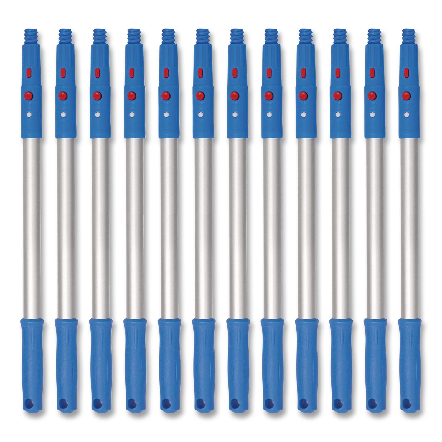 20" Aluminum Pole With Click/Lock Adapter Cone, Blue/Silver, 12/Pack