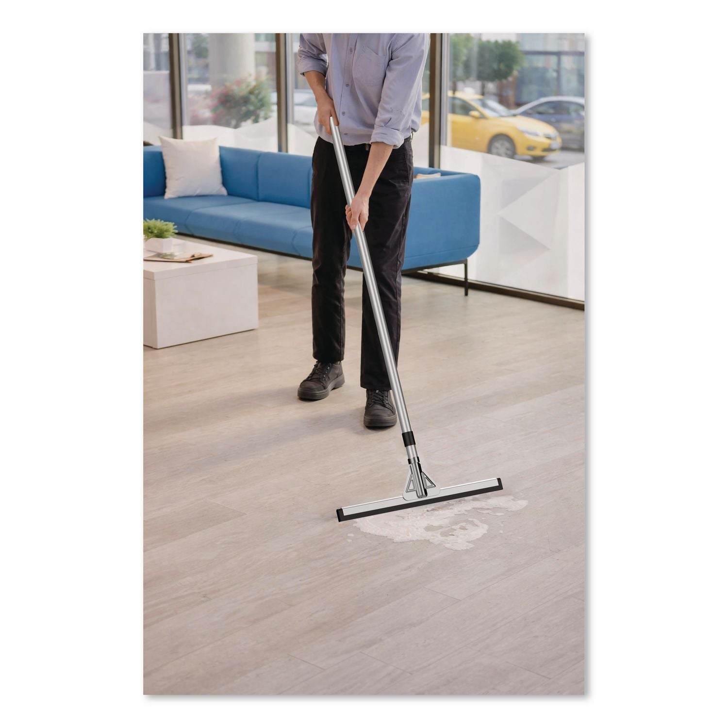 Double Neoprene Foam Floor Squeegee With 72" Aluminum Telescopic Handle, 18" Wide Blade