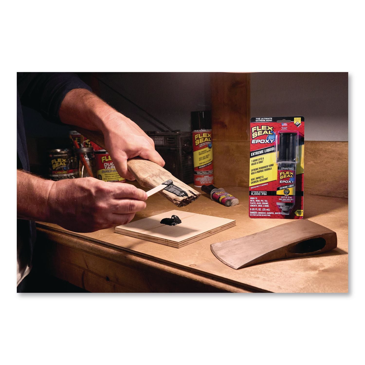 Flex Epoxy Extreme Liquid, Two-Part Syringe, 0.8 Oz, Dries Black, 8/Carton