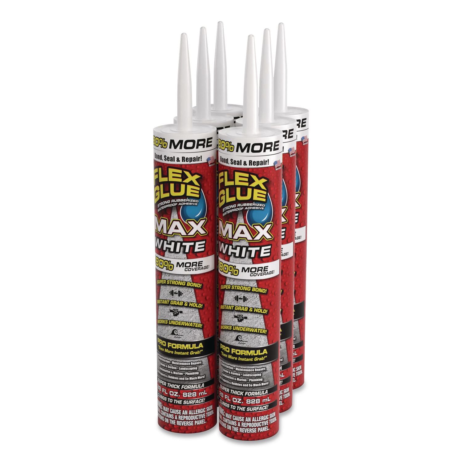 Flex Glue MAX, 28 Oz, Dries White, 6/Carton