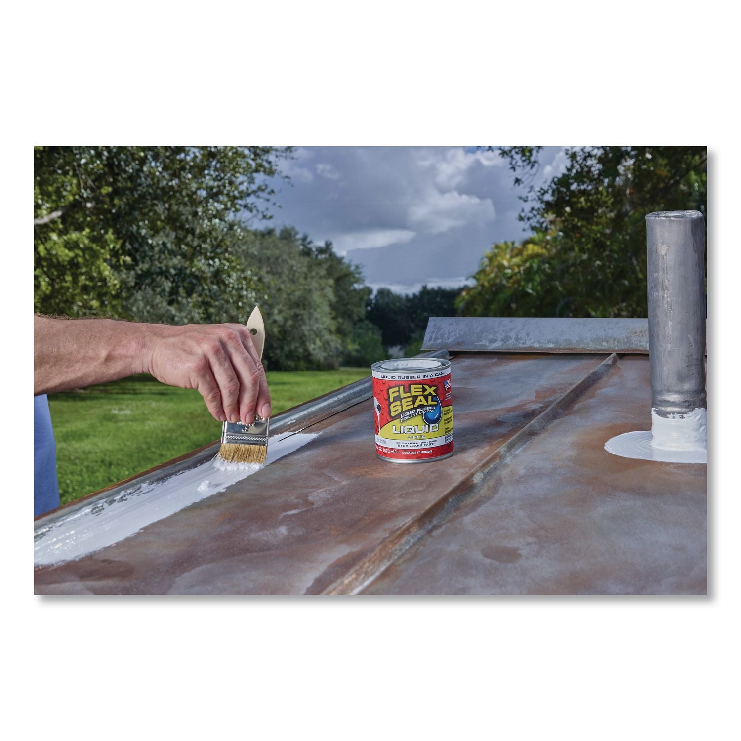 Flex Seal Liquid Rubber Sealant Coating Liquid, 16 Oz Can, Dries White, 6/Carton