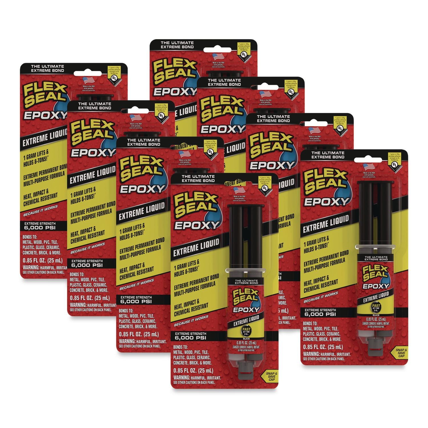 Flex Epoxy Extreme Liquid, Two-Part Syringe, 0.8 Oz, Dries Black, 8/Carton