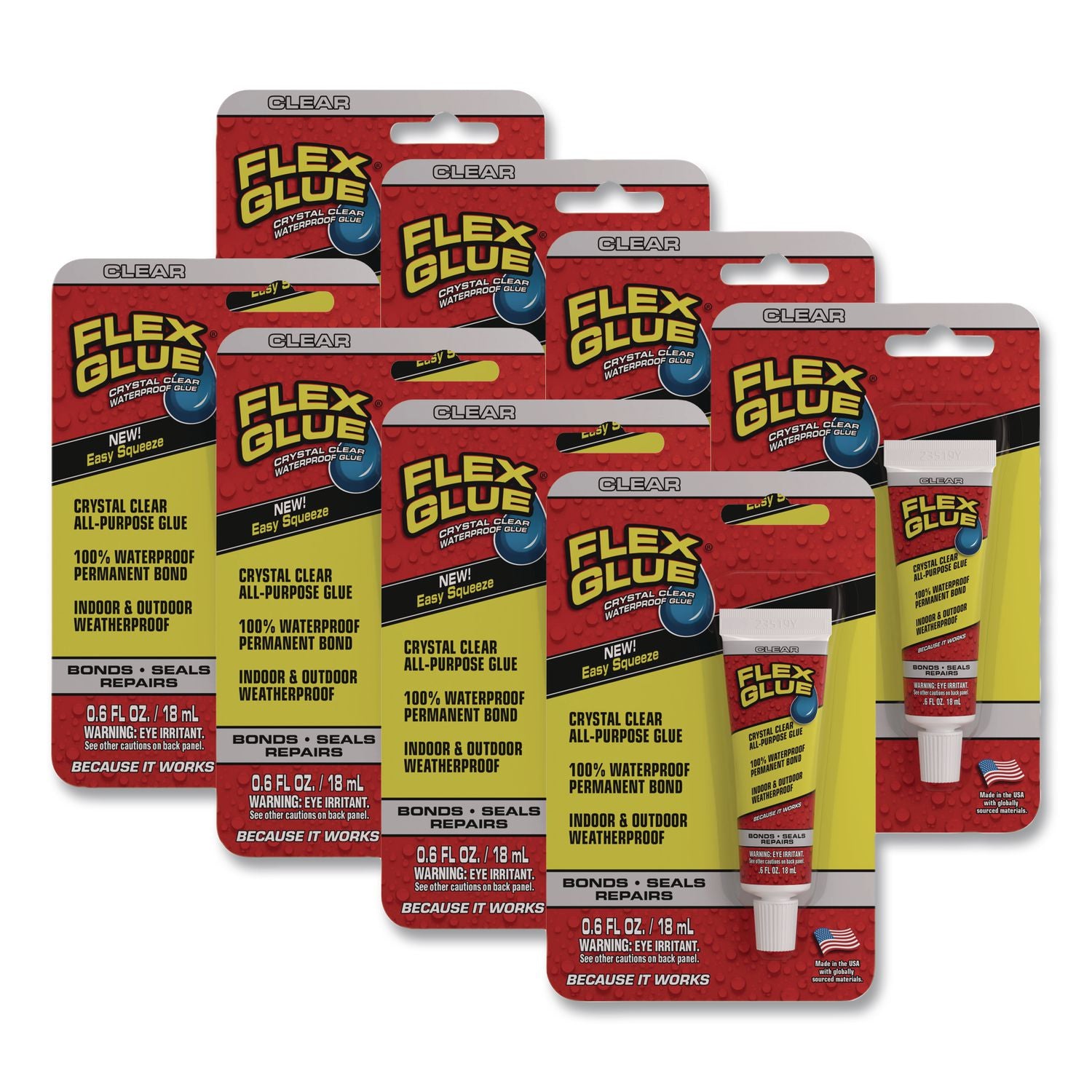 Crystal Clear All-Purpose Glue, 0.6 Oz, Dries Clear, 8/Carton