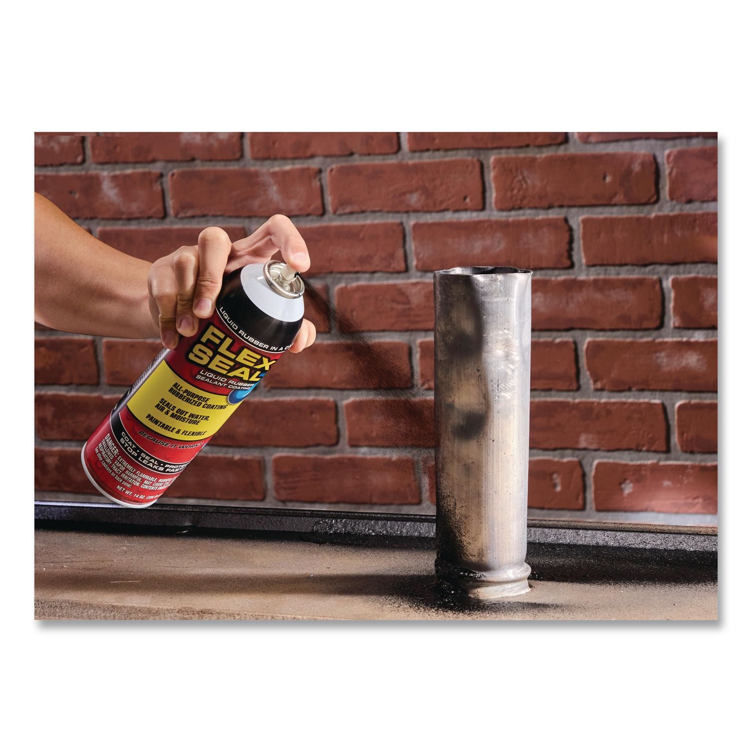 Flex Seal Liquid Rubber Sealant Coating Aerosol, 14 Oz Aerosol Can, Dries Black, 6/Carton
