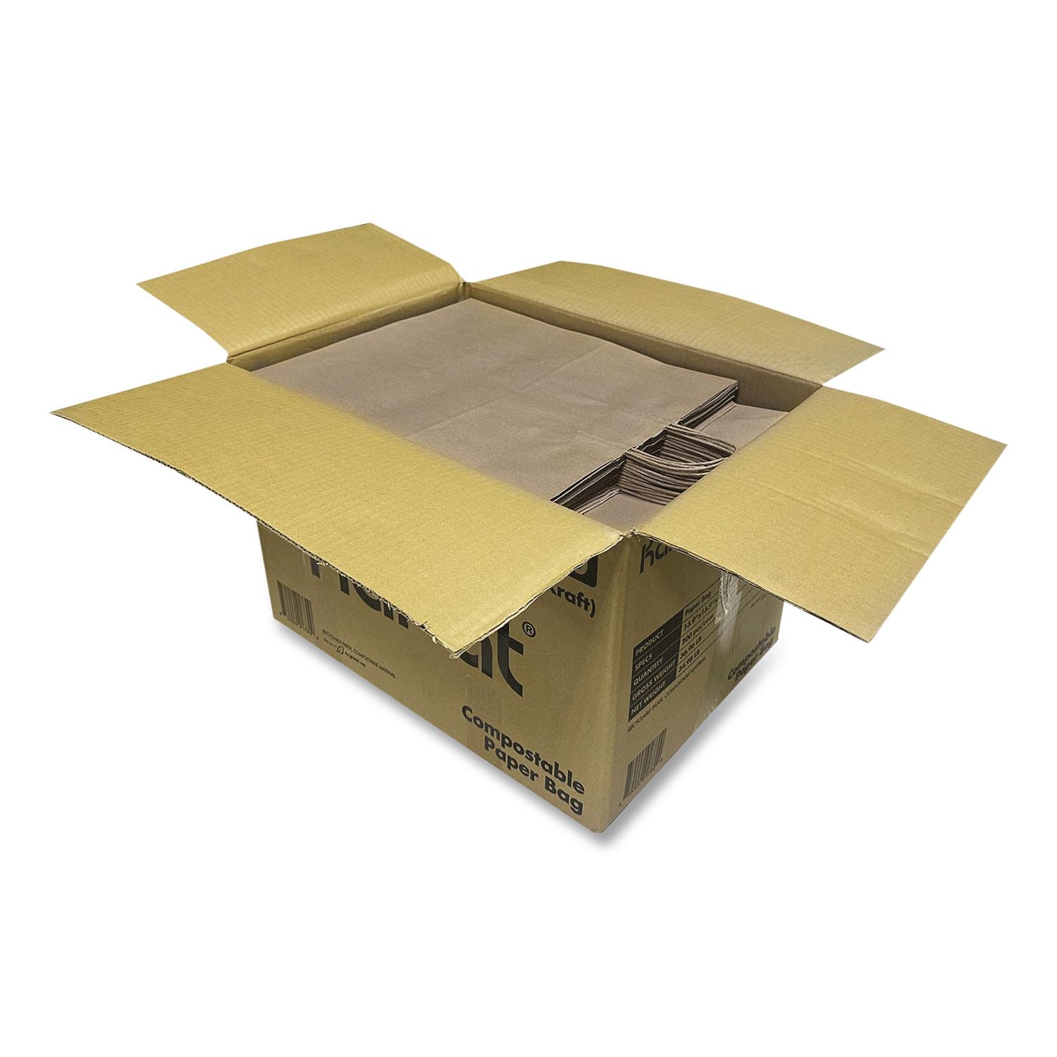 Huntington Paper Shopping Bag, Rope Handles, Large Size, 13.4 X 9.3 X 15.9, Kraft, 200/Carton
