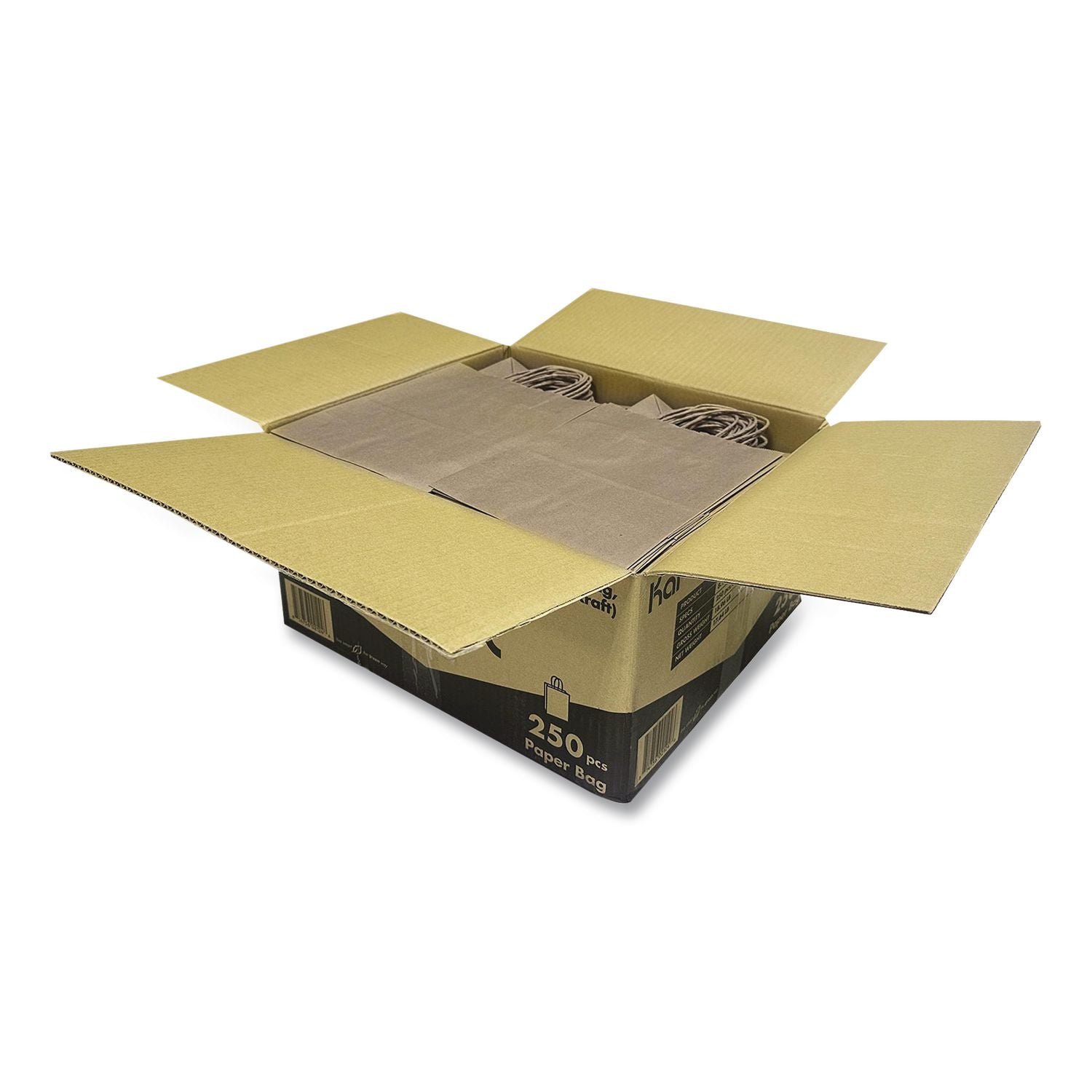 Paper Shopping Bag, Rope Handles, Small Size, 8.1 X 4.5 X 10.6, Kraft, 250/Carton