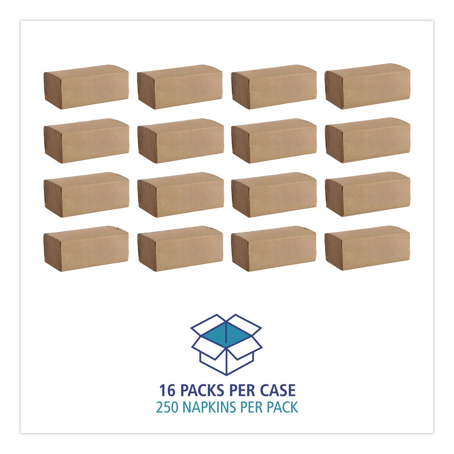 Folded Paper Towels, 1-Ply, 9 X 9.5, Kraft, 250/Pack, 16 Packs/Carton
