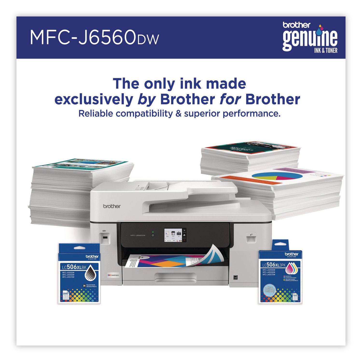 MFC-J6560DW Inkvestment AIO Printer, Copy/Fax/Print/Scan