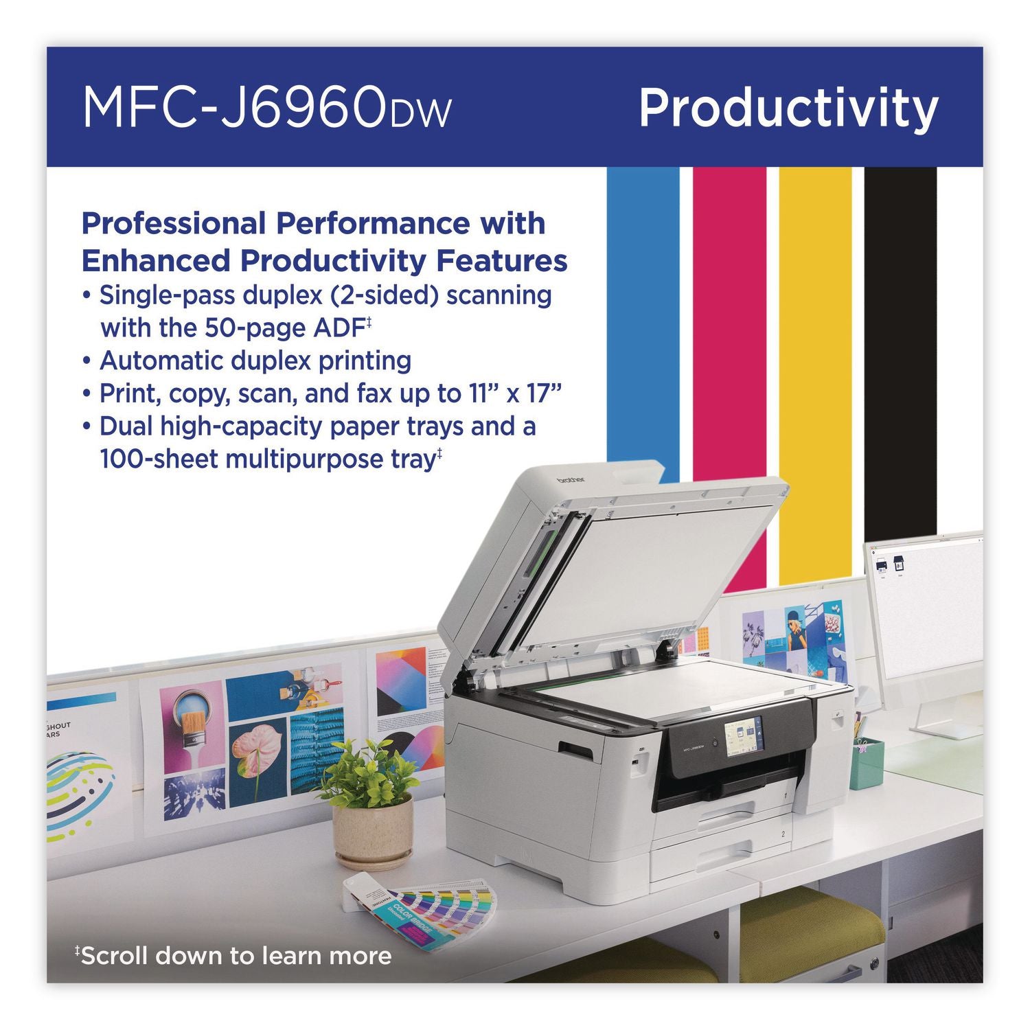 MFC-J6960DW Inkvestment Color AIO Printer, Copy/Fax/Print/Scan